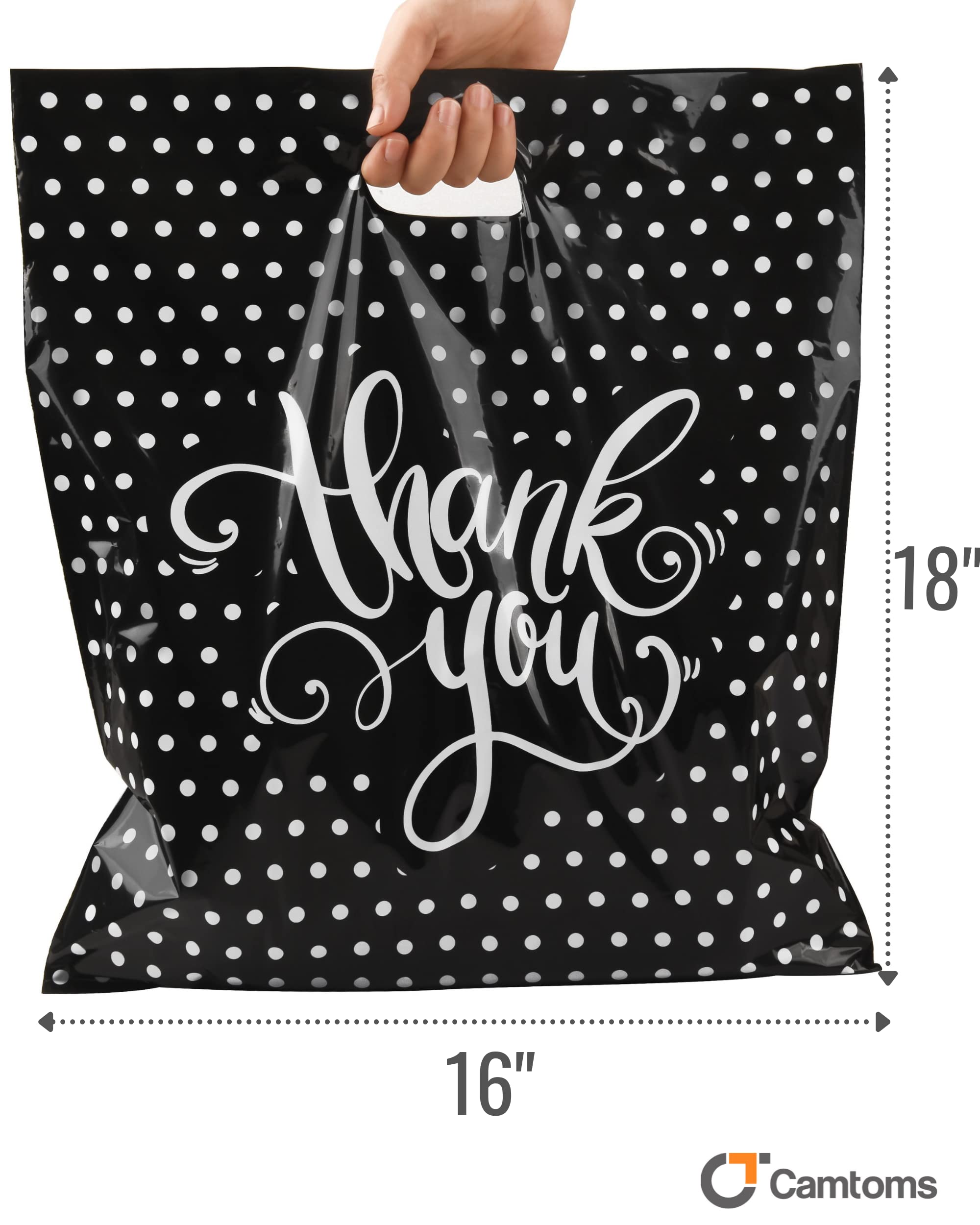 Thank You Bags for Business | 16x18 Plastic Shopping Bags with Handles | 100-Pack Merchandise Bags for Retail Stores & Boutiques | Small Business Gift Bags | Perfect for Packaging Products, Customer Purchases & Promotional Giveaways