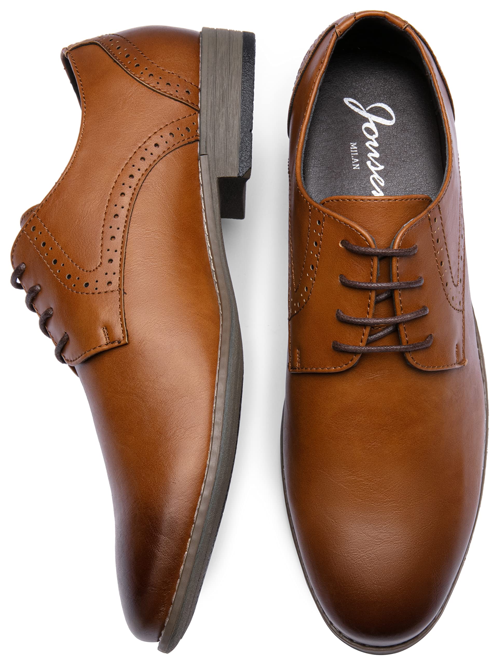 Jousen Men's Oxford Plain Toe Dress Shoes - Classic Formal Derby Shoes for Business, Wedding & Office Wear | Comfortable Leather Dress Shoes for Men