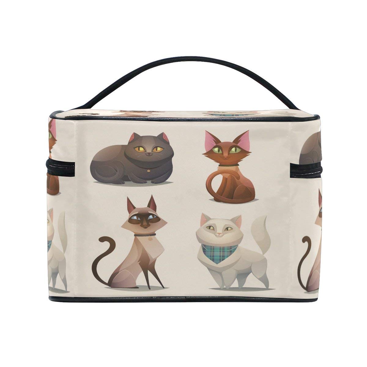 Cute Cartoon Cat Travel Makeup Bag - Waterproof Cosmetic Organizer Pouch for Toiletries & Train Case - Perfect for Vacation, Gym, and Daily Use
