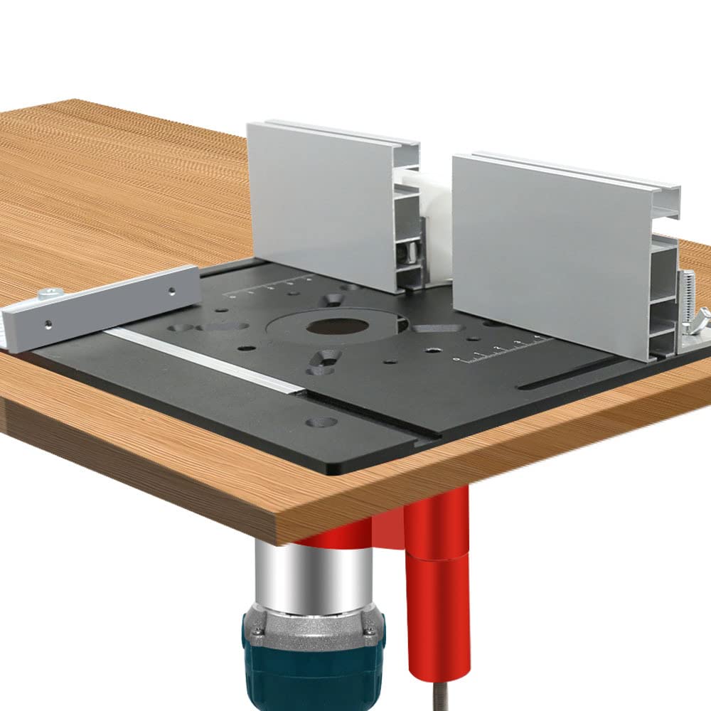 Precision Router Lift System with 3 Router Table Inserts - 47mm Max Lift, Black | Heavy-Duty Routing Table for Woodworking & DIY Projects | Perfect for Cabinet Making, Furniture Building & Professional Wood Shops
