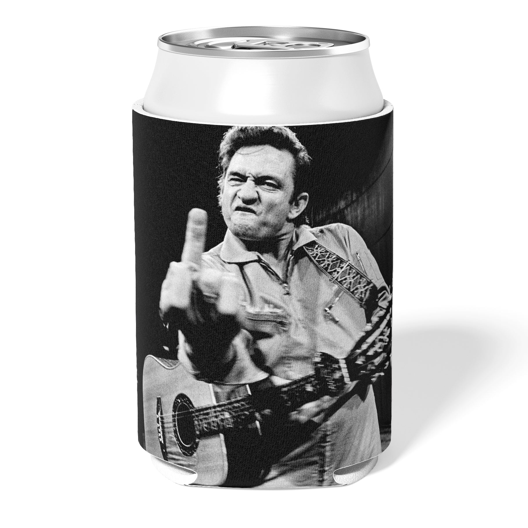 Johnny Cash Insulated Beer Can Cooler - 12oz Can Holder for Camping, BBQ, Tailgating & Outdoor Parties