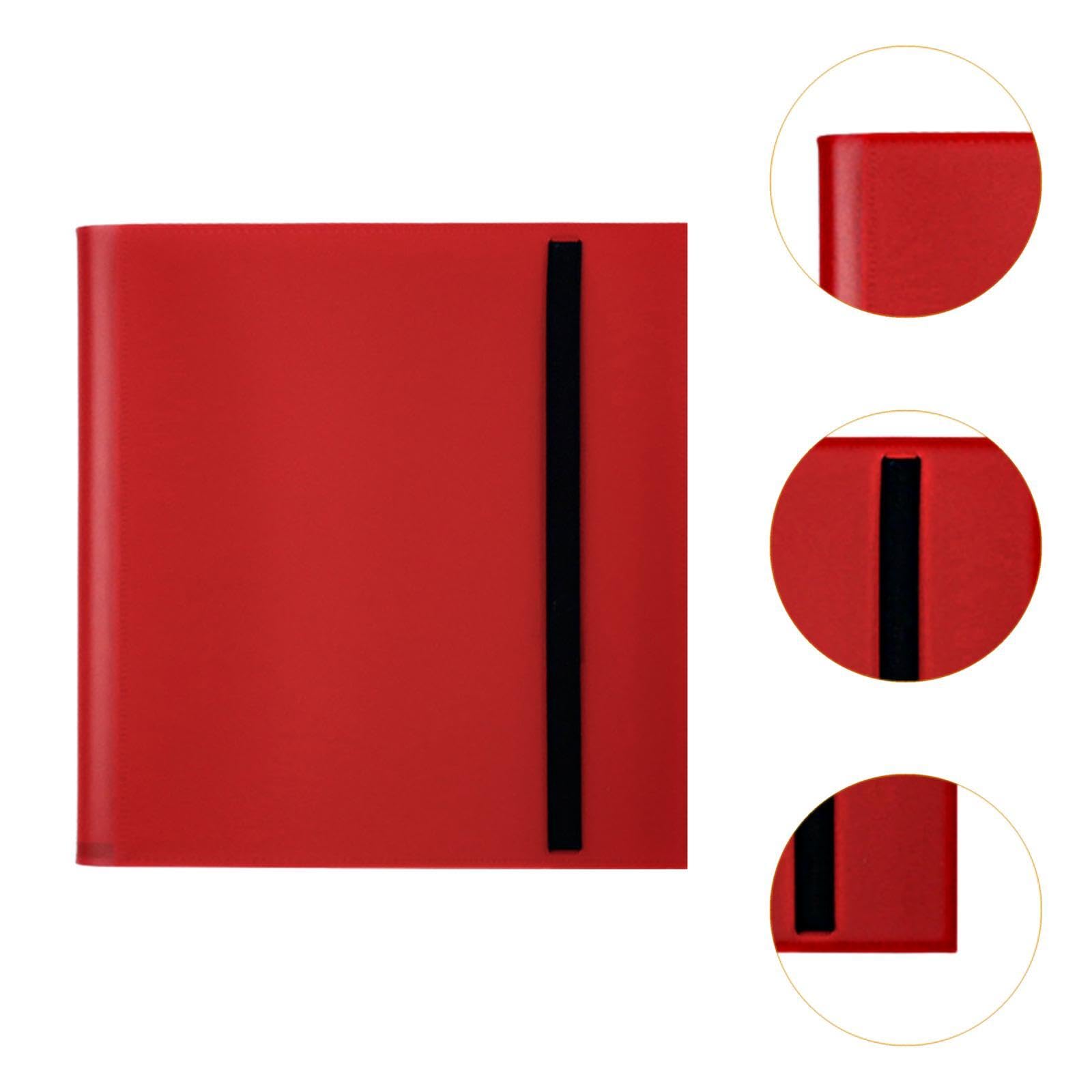 Tachiuwa 12-Pocket Trading Card Binder with Elastic Strap - Refillable Collector Album for Basketball, Baseball, Football & Pokemon Cards - Perfect for Organizing, Storing & Displaying Sports & Gaming Cards (Red)