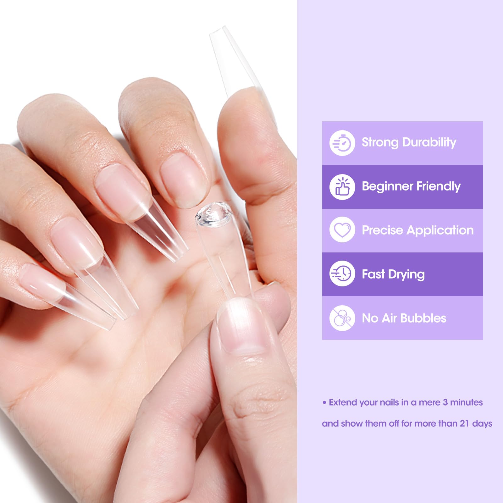 Gellen Solid Nail Glue Gel - Strong Adhesive for False Nail Tips & Press On Nails | UV/LED Light Curing Required | 15g | Perfect for Acrylic Nails, Home Salon & Professional Nail Art