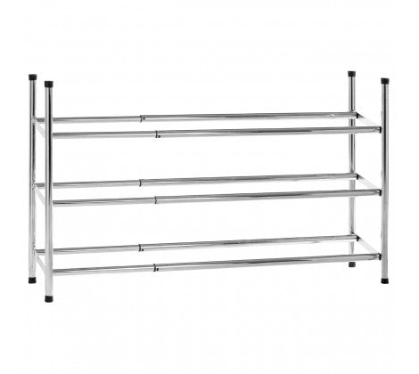 3-Tier Extendable Chrome Shoe Rack - Space Saving Organizer for Entryway, Closet & Bedroom Storage