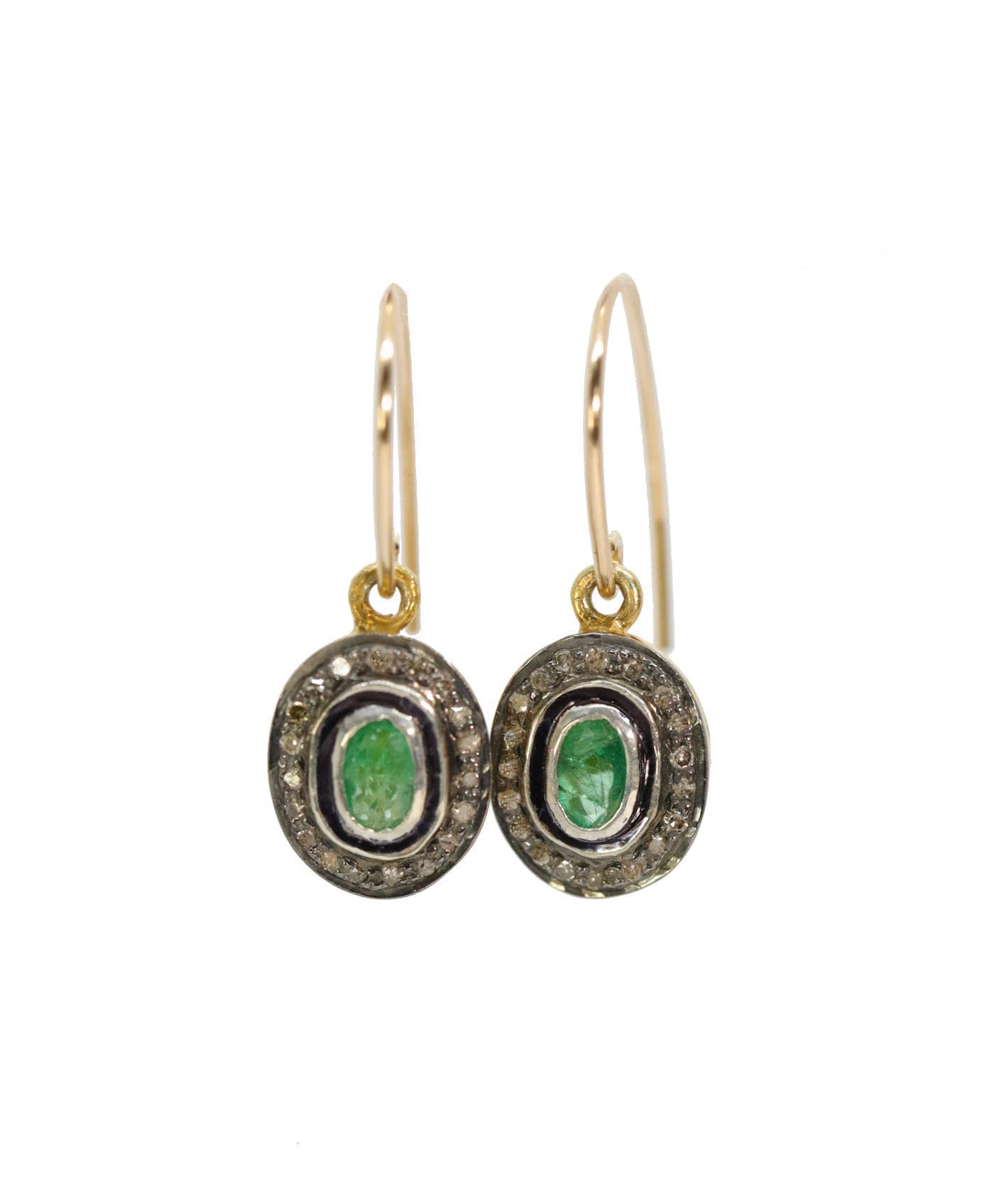 Rose Cut Emerald Diamond Earrings for Women - May Birthstone Jewelry Gift - Perfect for Birthday, Anniversary & Special Occasions