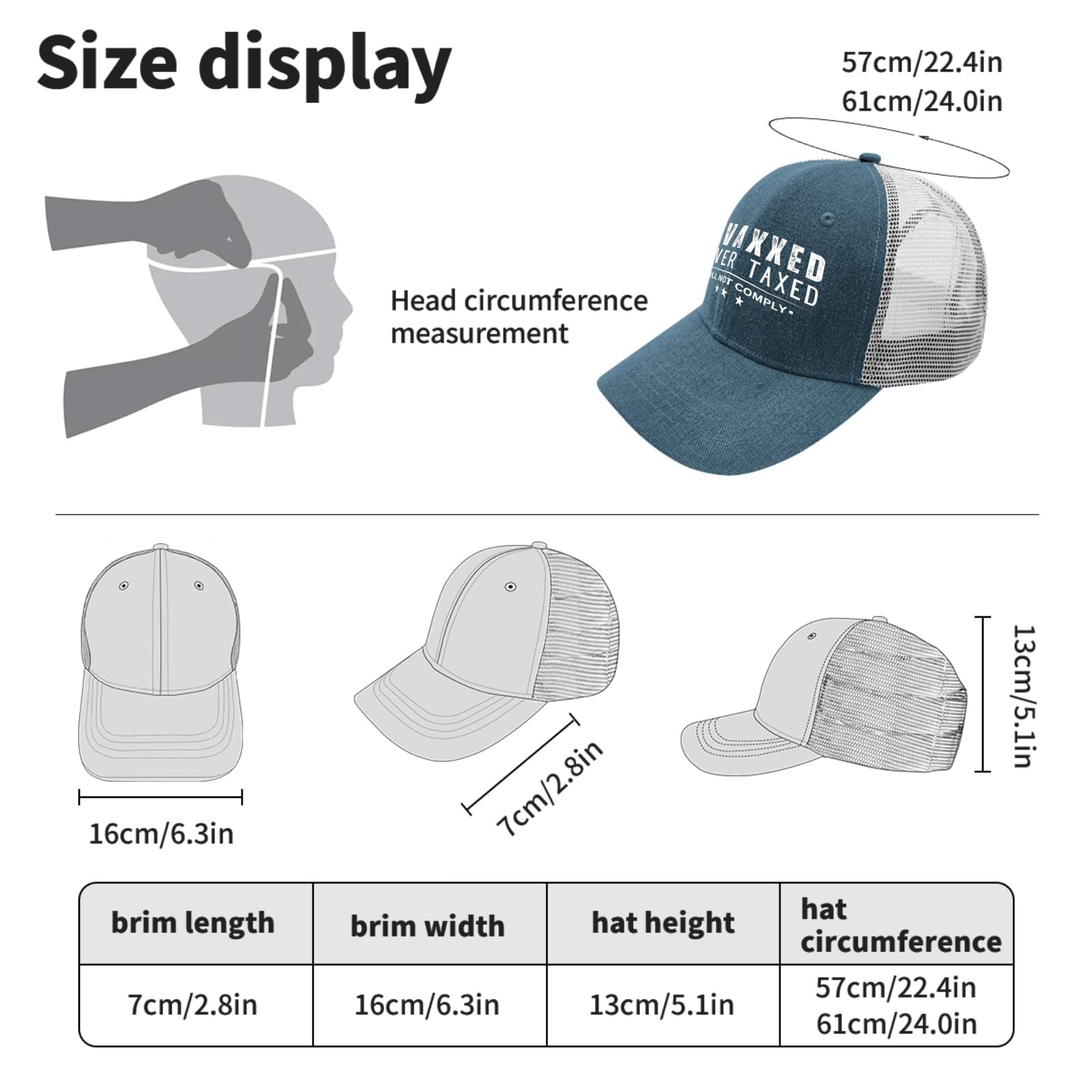 Unvaxxed & Overtaxed Funny Protest Hat - Black Golf & Outdoor Sun Hat for Men & Women - Perfect for Political Rallies, Outdoor Activities & Humorous Statements