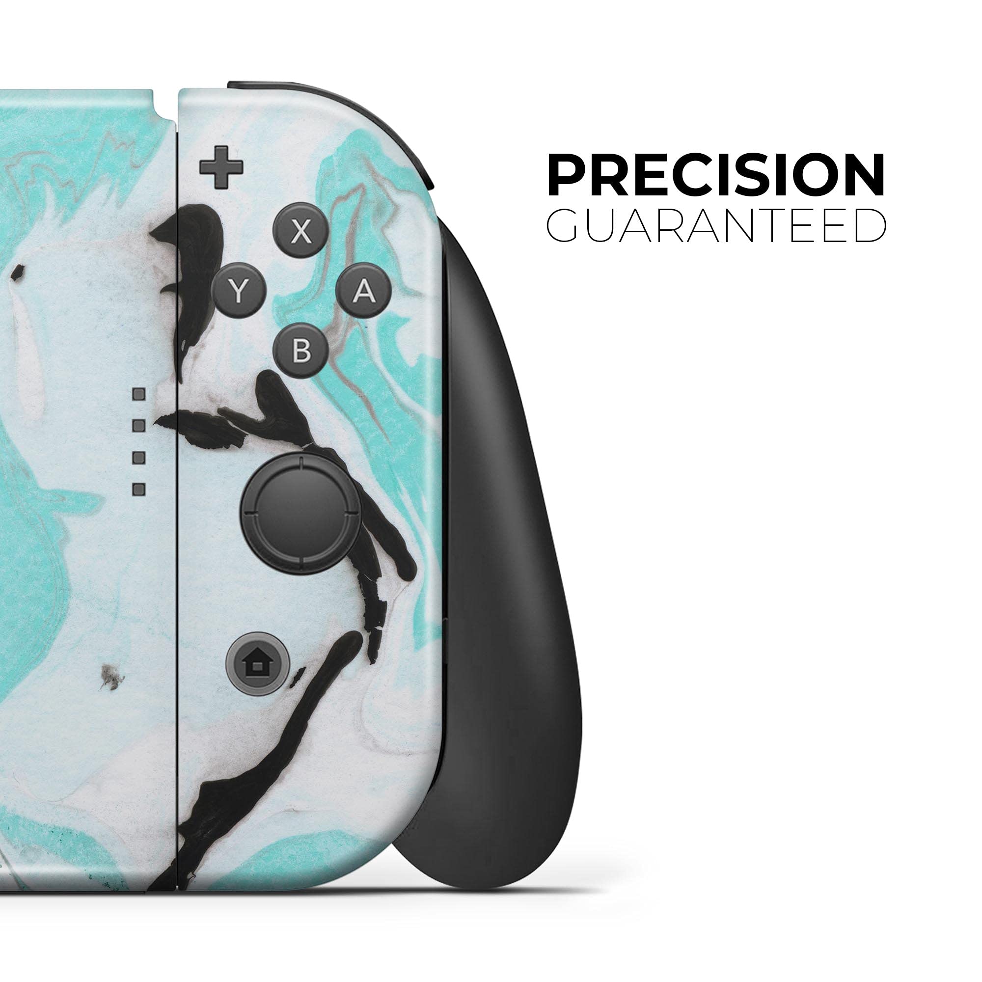 Nintendo Switch Lite Skin Decal - Black & Teal Marble Vinyl Wrap Cover - Scratch Resistant Protective Removable Sticker - Perfect for Gaming Protection & Customization