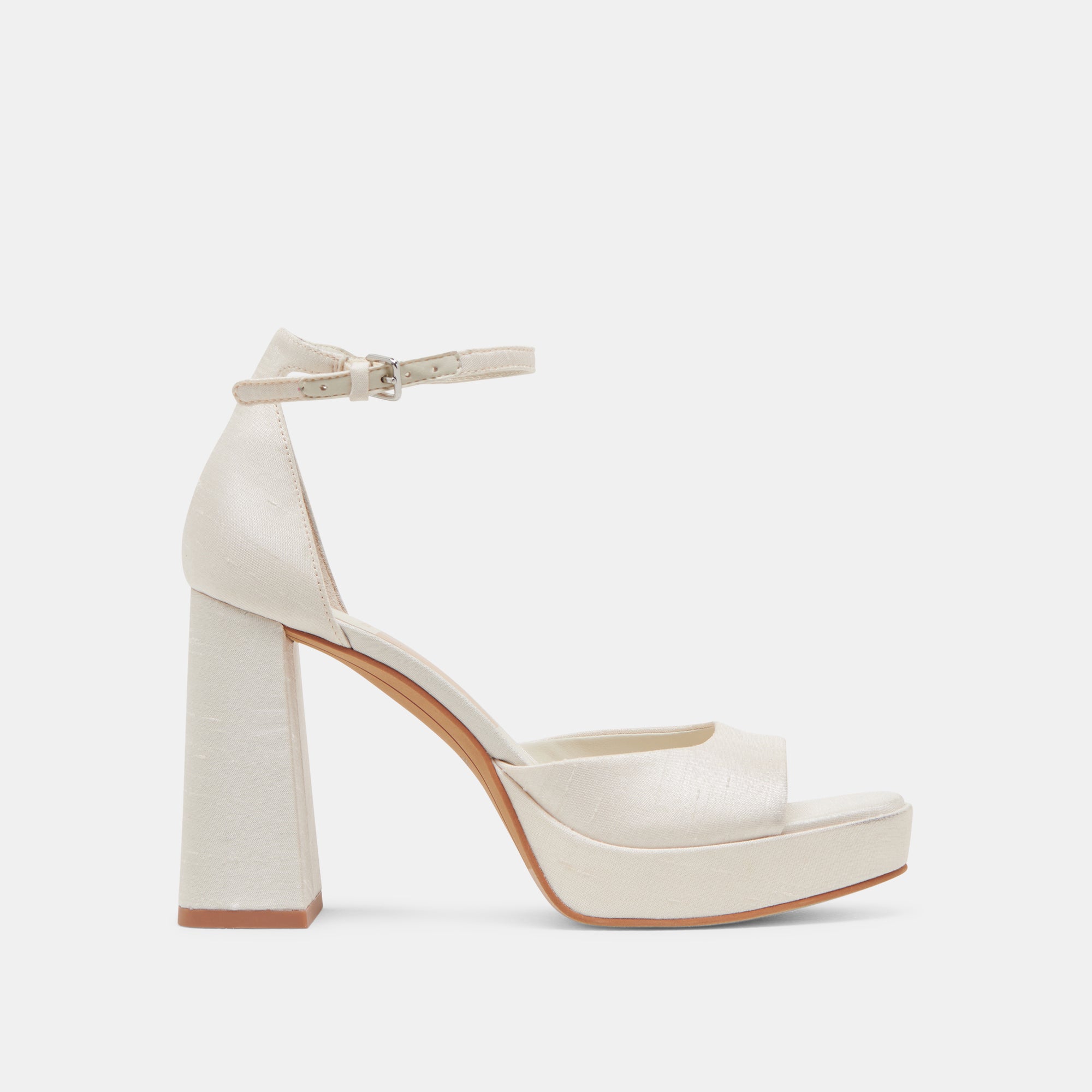 PANDRO Women's White Satin Wide Heels - Comfortable Chunky Heels for Weddings, Parties & Evening Events