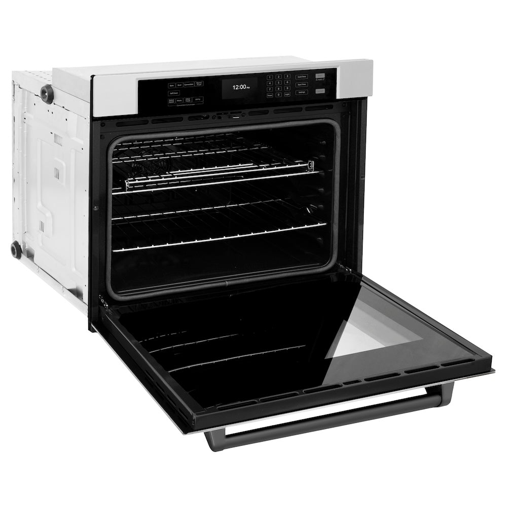 ZLINE Autograph Edition 30 Inch Professional True Convection Single Wall Oven with Air Fry & Self-Clean - Stainless Steel with Matte Black Handle (WASZ 30 MB) | Perfect for Modern Kitchens, Baking, Roasting & Air Frying