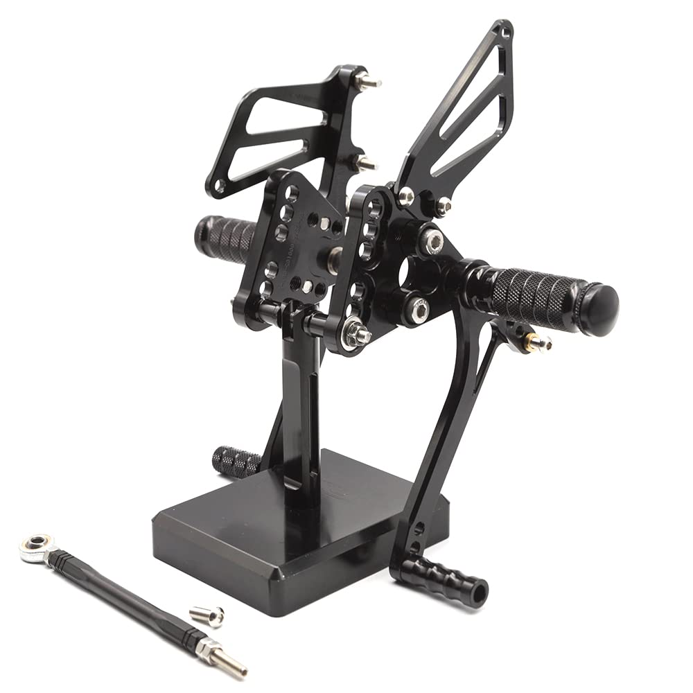 Adjustable CNC GSXR1000 05-06 Motorcycle Rearset Foot Pegs - Black Aluminum Alloy Footrests for Suzuki GSX-R1000 (2005-2006) - Perfect for Racing, Track Days & Performance Riding