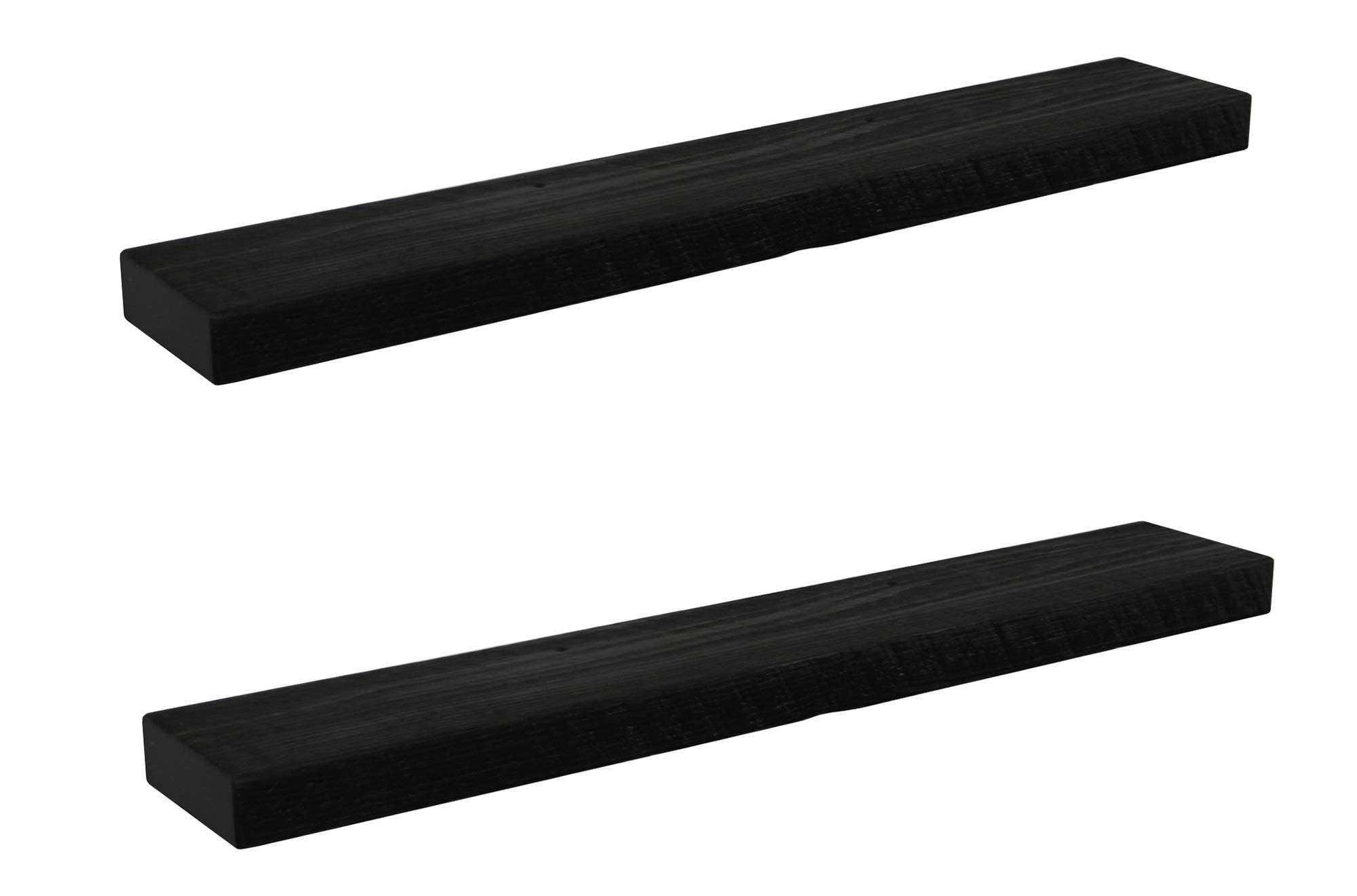 Joel's Antique Floating Wall Shelves Set of 2 - 30 Inch Rustic Wood Shelves for Bathroom, Kitchen, Living Room & Farmhouse Decor - Wall Mounted Display Shelf (Black, 30