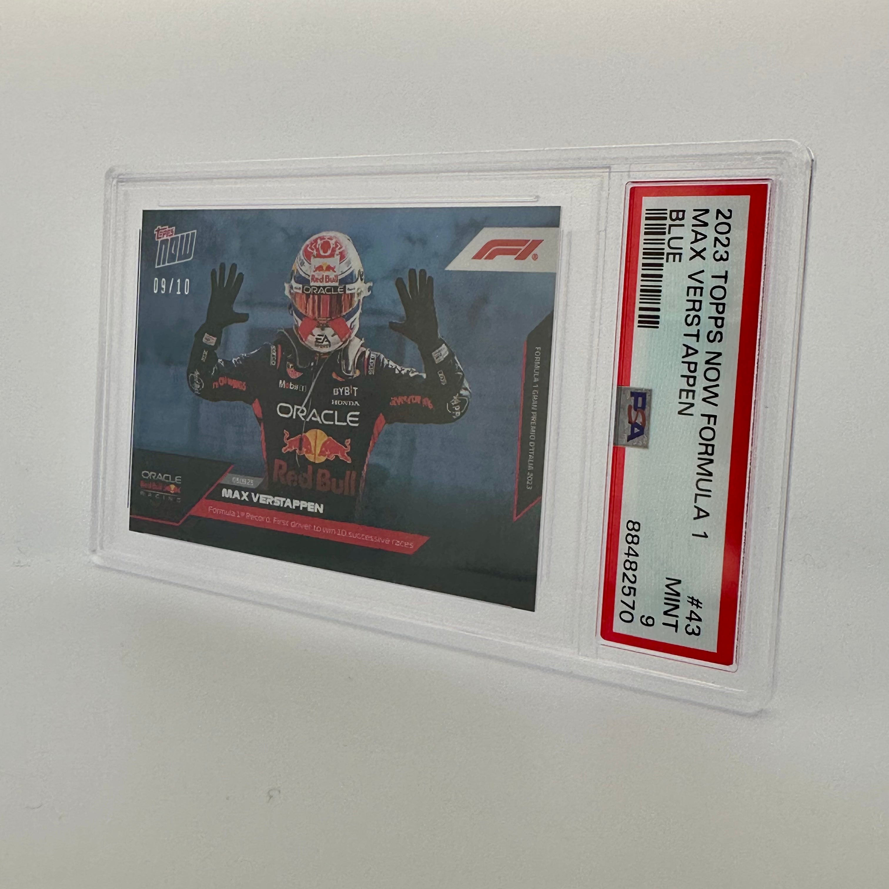 2023 Topps Now F1 PSA 9 Graded Max Verstappen #43 Blue Racing Card - Perfect for F1 Collectors, Sports Memorabilia Enthusiasts & Racing Fans Display