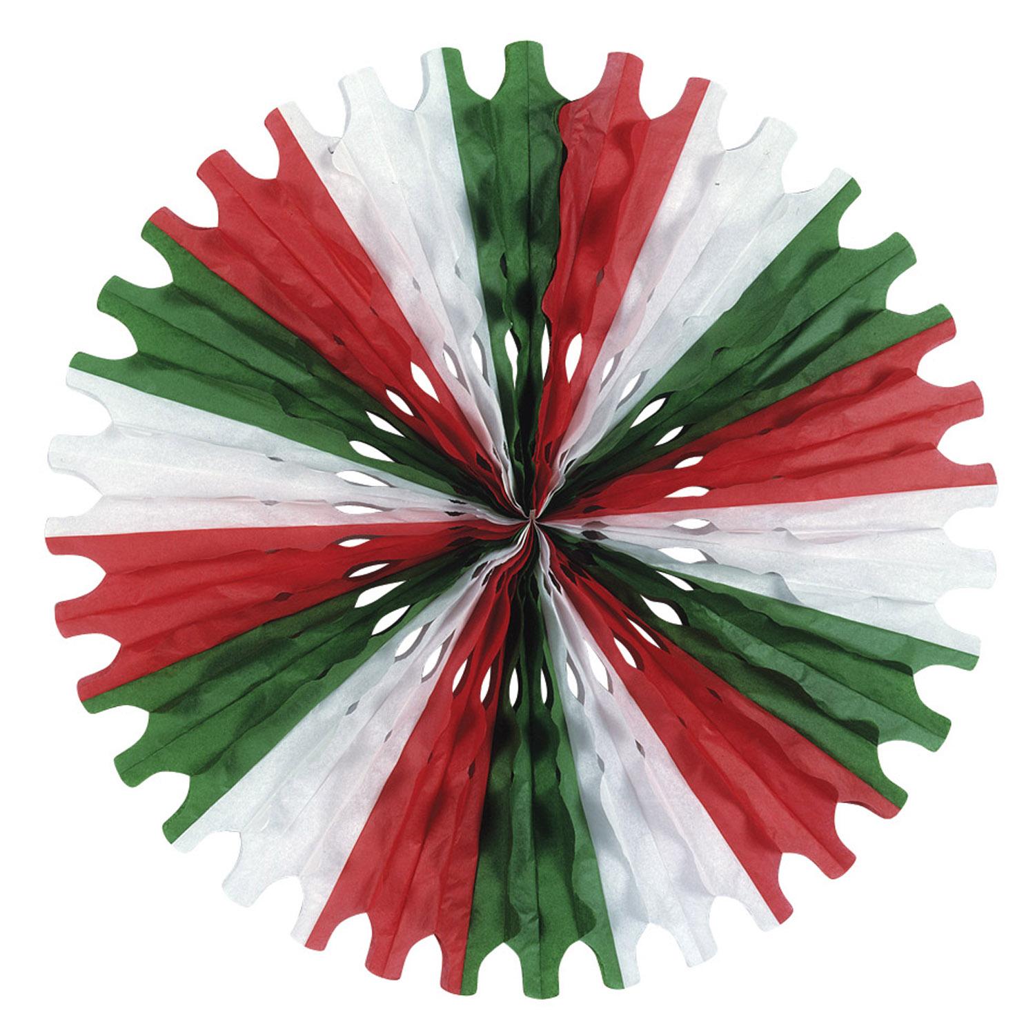 12 Pack Beistle Fiesta Tissue Fans - Red, White & Green Party Decorations for Cinco de Mayo, Birthday & Mexican Themed Celebrations