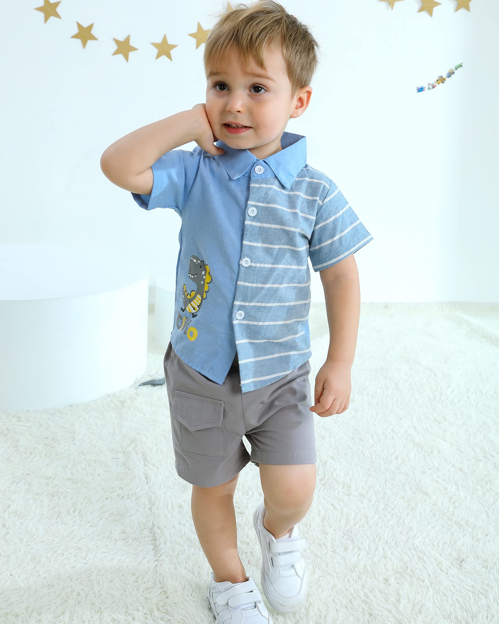 Toddler Boys Summer Outfit - 100% Cotton Shirt and Shorts Set for Baby Boys | Perfect for Playtime, Beach & Outdoor Activities