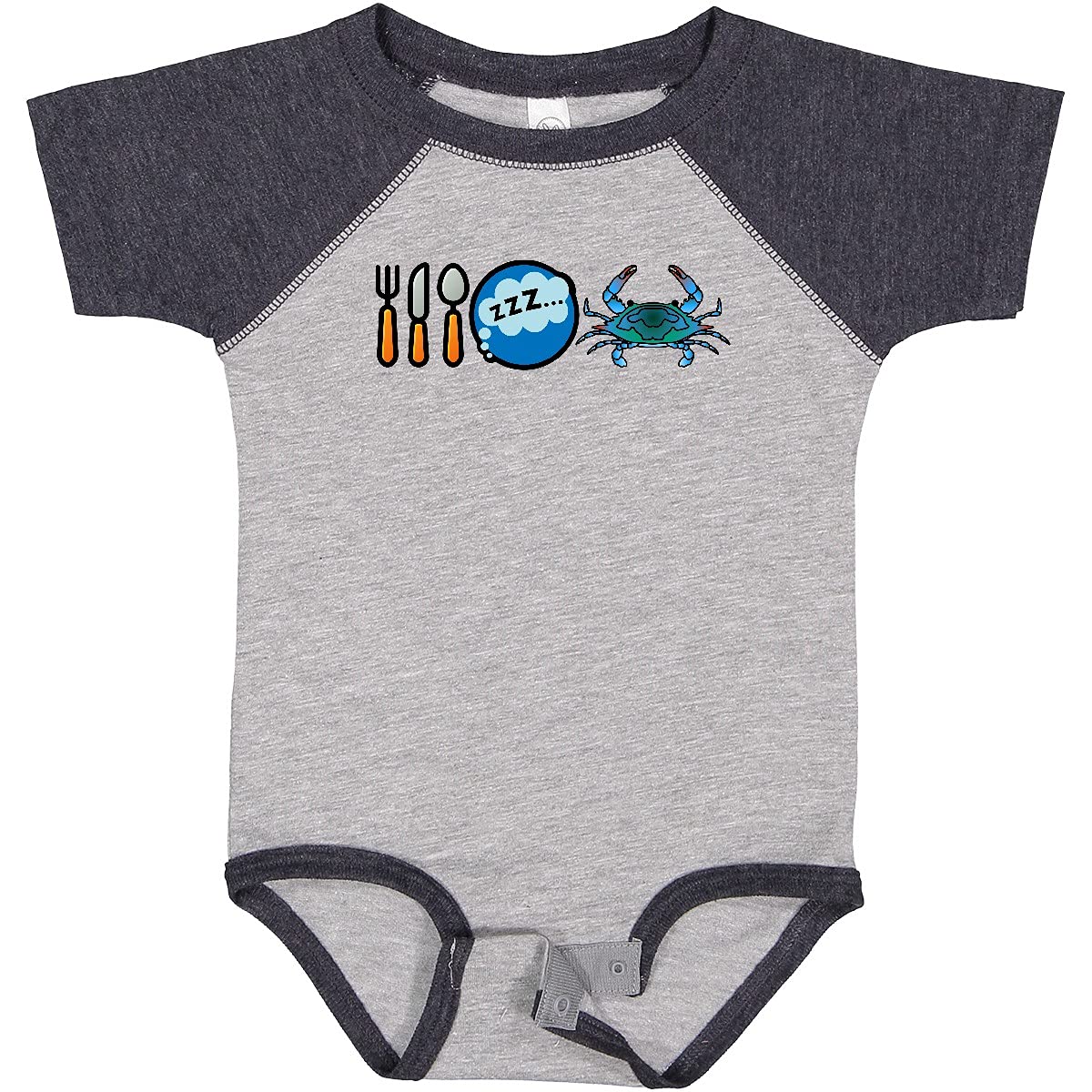 Inktastic Eat Sleep Eat Crab Baby Bodysuit - Soft Cotton Cute Infant Onesie for Boys & Girls - Perfect for Beach Vacations, Family Photos & Newborn Gifts