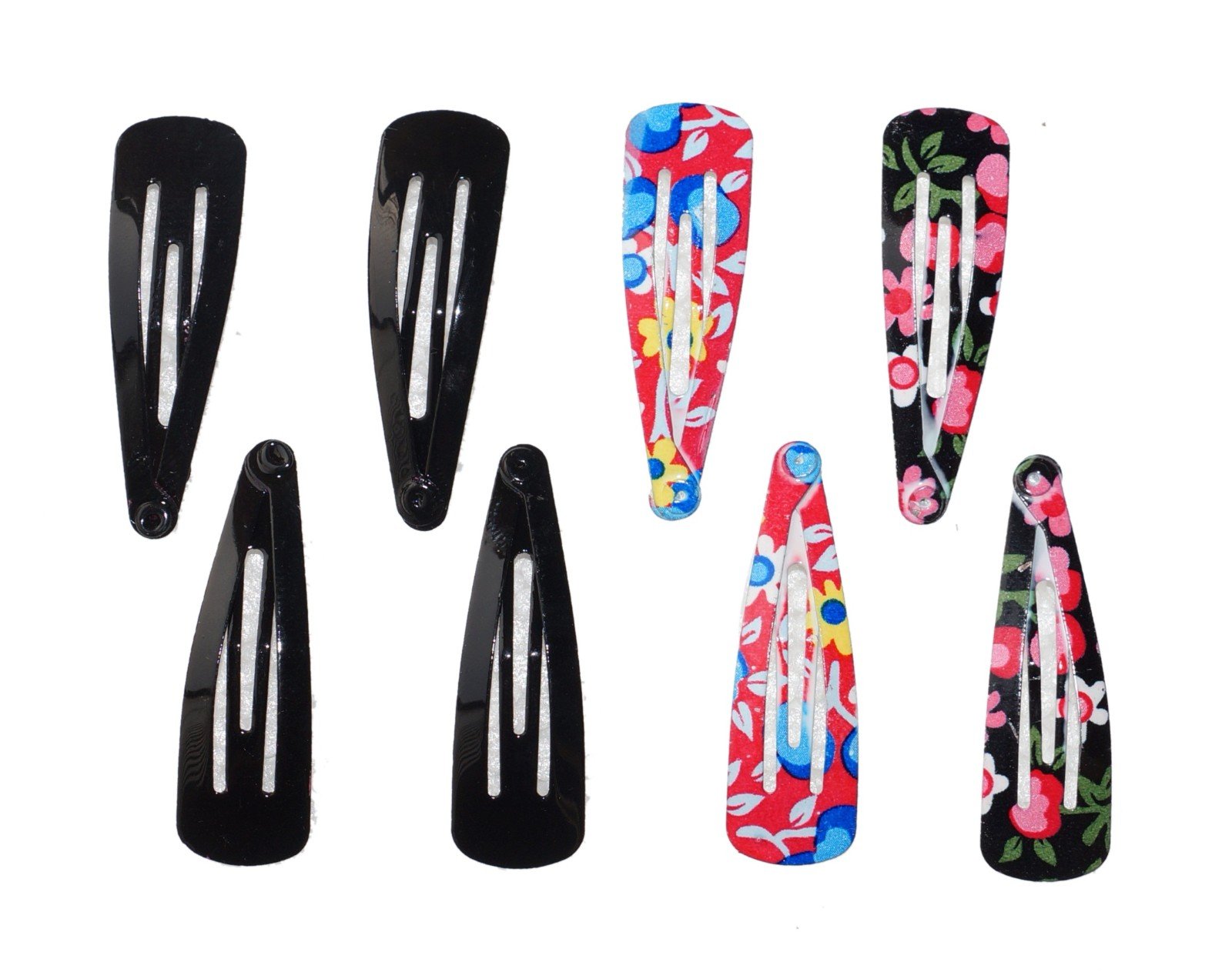 FOK 24-Piece Tik Tak Hair Pins Set - 12 Pairs (6 Multi-Color Printed 5cm & 6 Black 4cm) Premium Metal Triangle Hair Clips for Women & Girls - Perfect for School, Work, Parties & Everyday Hairstyles