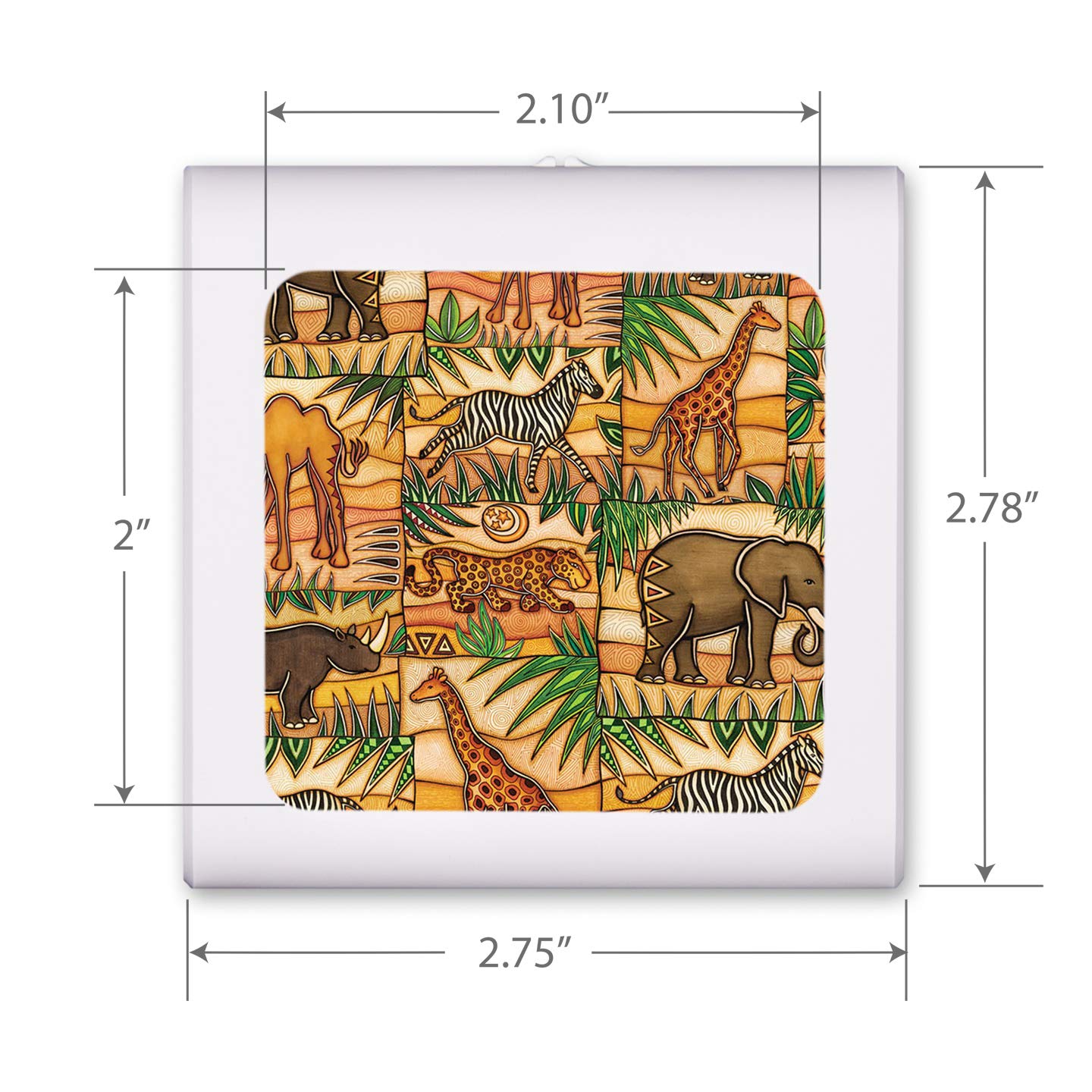 Dimmable LED Night Light with Auto On/Off Sensor, Adjustable Brightness & Warm White Light - Perfect for Bathroom, Hallway, Nursery & Bedroom (Safari Design by Dan Morris) - Create Cozy Ambiance for Nighttime Safety & Comfort