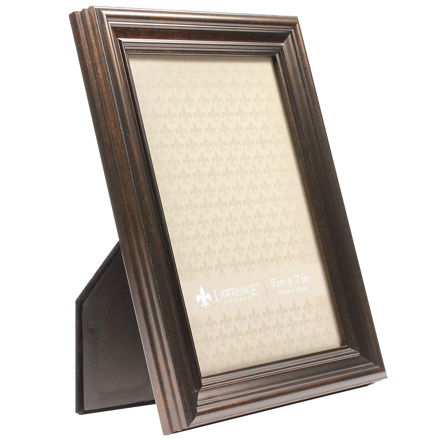 Lawrence Frames 535557 Bronze 5x7 Classic Detailed Oil Rubbed Picture Frame - Perfect for Displaying Family Photos, Wedding Portraits & Home Decor