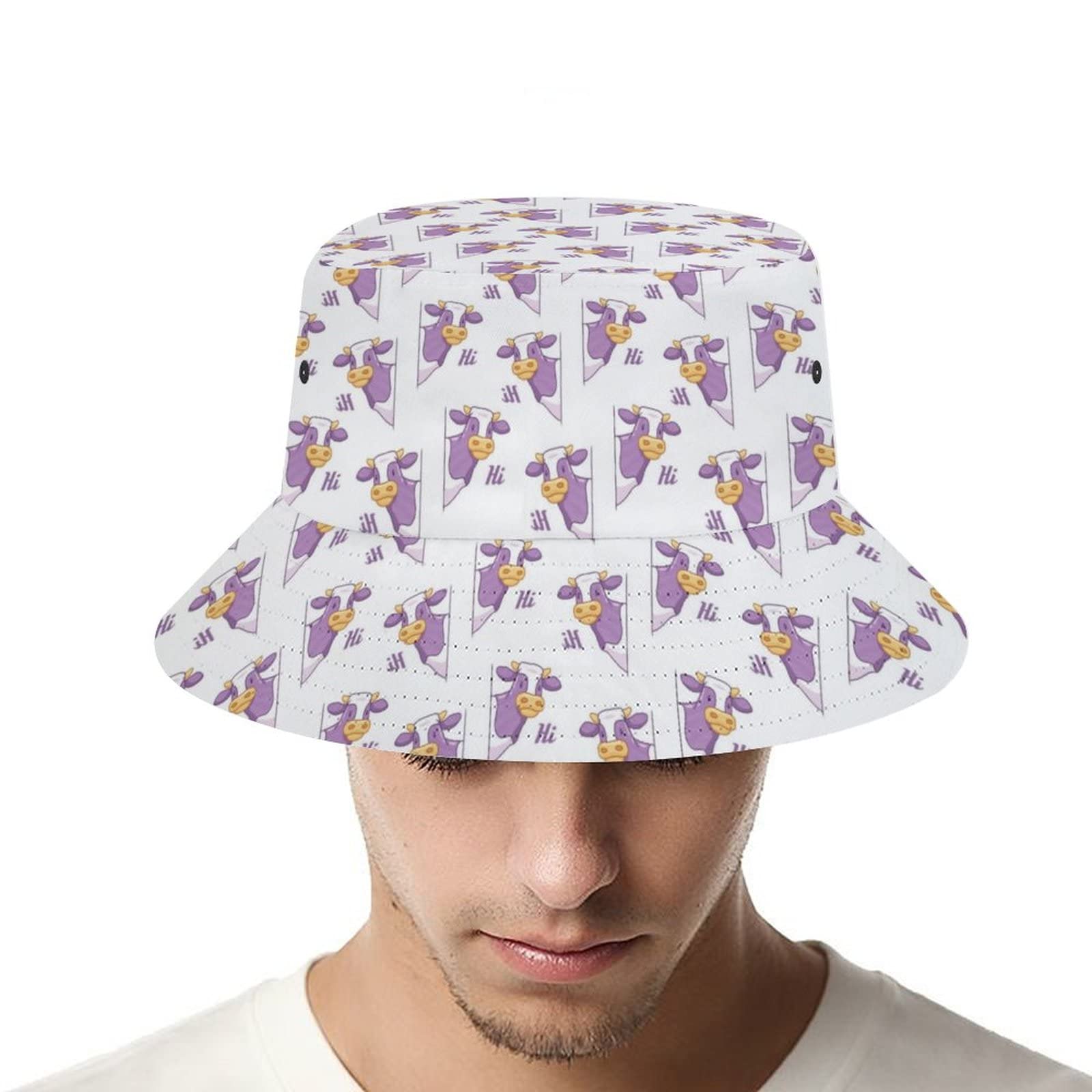**Stylish Unisex Cow Print Bucket Hat - Breathable Cotton Summer Sun Hat for Women, Men & Teens - Packable Travel & Outdoor Cap for Beach, Fishing, Hiking**