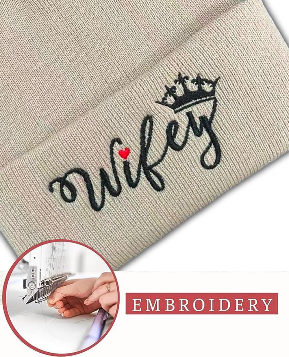 Best Birthday Gifts for Wife - Thoughtful Mother's Day Present - Cozy Wifey Beanie Hat - Perfect for Anniversary, Valentine's Day & Winter Fashion