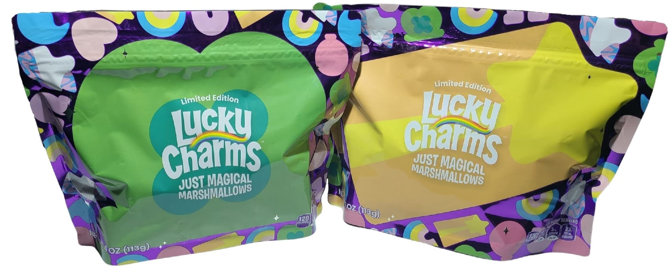 Lucky Charms 2021 Limited Edition Just Magical Marshmallows - 2 Pack (4 oz Each) - Marshmallow Only Cereal Toppers - Perfect for Baking, Desserts & Hot Chocolate Toppings