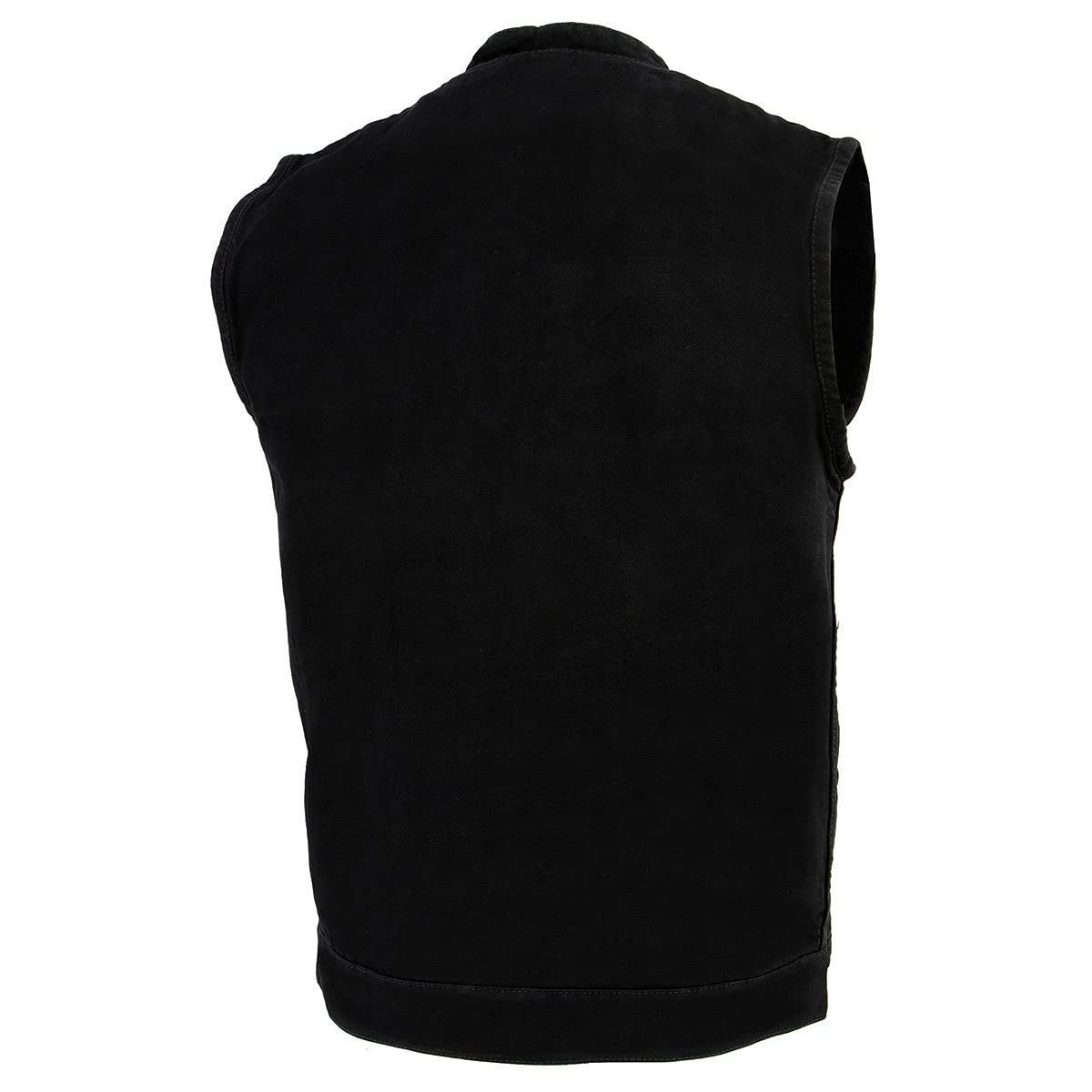 Milwaukee Leather MDM3000 Men's Brute Concealed Snap Black Denim Club Style Vest with Hidden Zipper - Perfect for Motorcycle Riding, Biker Events & Outdoor Adventures