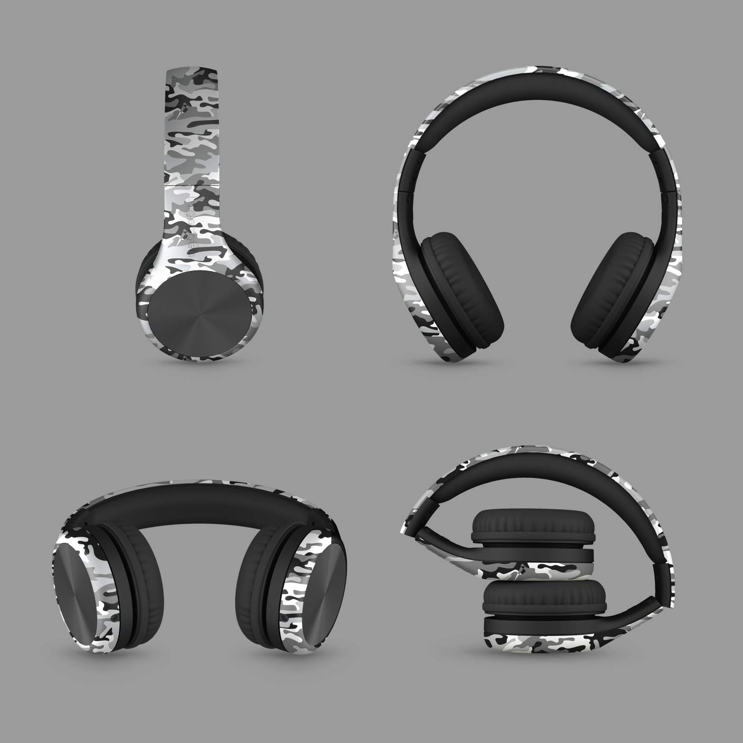 LilGadgets Connect+ Pro Wired Kids Headphones with Microphone - Volume Limiting, Noise Reducing Over-Ear Headset with SharePort Technology & SoftTouch Padding - Snow Camo Design for School, Travel & Home Use