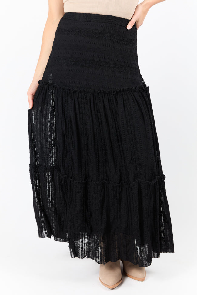 Elegant Black Lace Maxi Skirt for Women - Boho Chic Long Flowy Skirt with High Waist - Perfect for Weddings, Parties & Summer Outfits