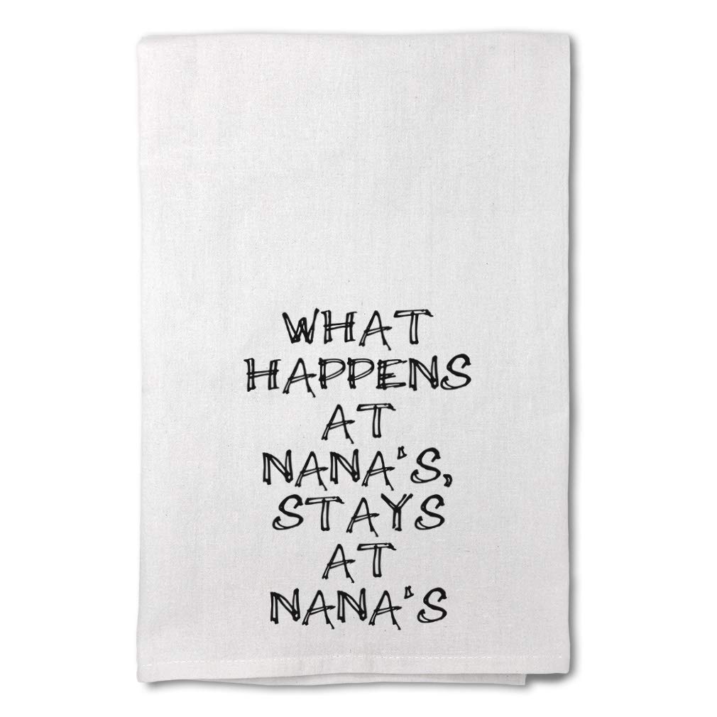 Custom Printed Funny Kitchen Towels - 'What Happens at Nana's Stays at Grandma's' Novelty Dish Towels for Cooking & Cleaning | Humorous Home Decor Gift for Grandmas