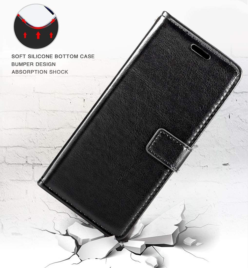 Premium PU Leather Magnetic Flip Wallet Case for ZTE Blade V2020 Smart 8010 - Card Holder & Kickstand - Black | Perfect for Work, Travel & Daily Protection