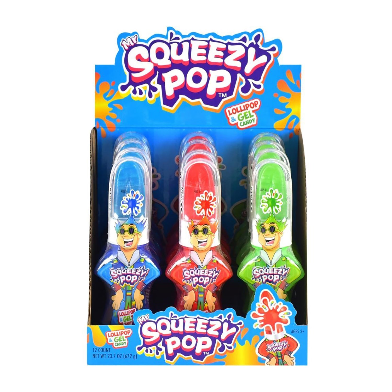 Koko's Mr. Squeezy Pop - 12 Count Box of Fun Bubble Gum for Kids | Perfect for Birthday Parties, School Treats & Candy Favors