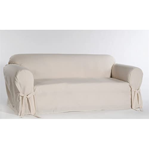 Natural Cotton Duck One Piece Loveseat Slipcover - Durable Furniture Protector for Living Room, Bedroom & Office