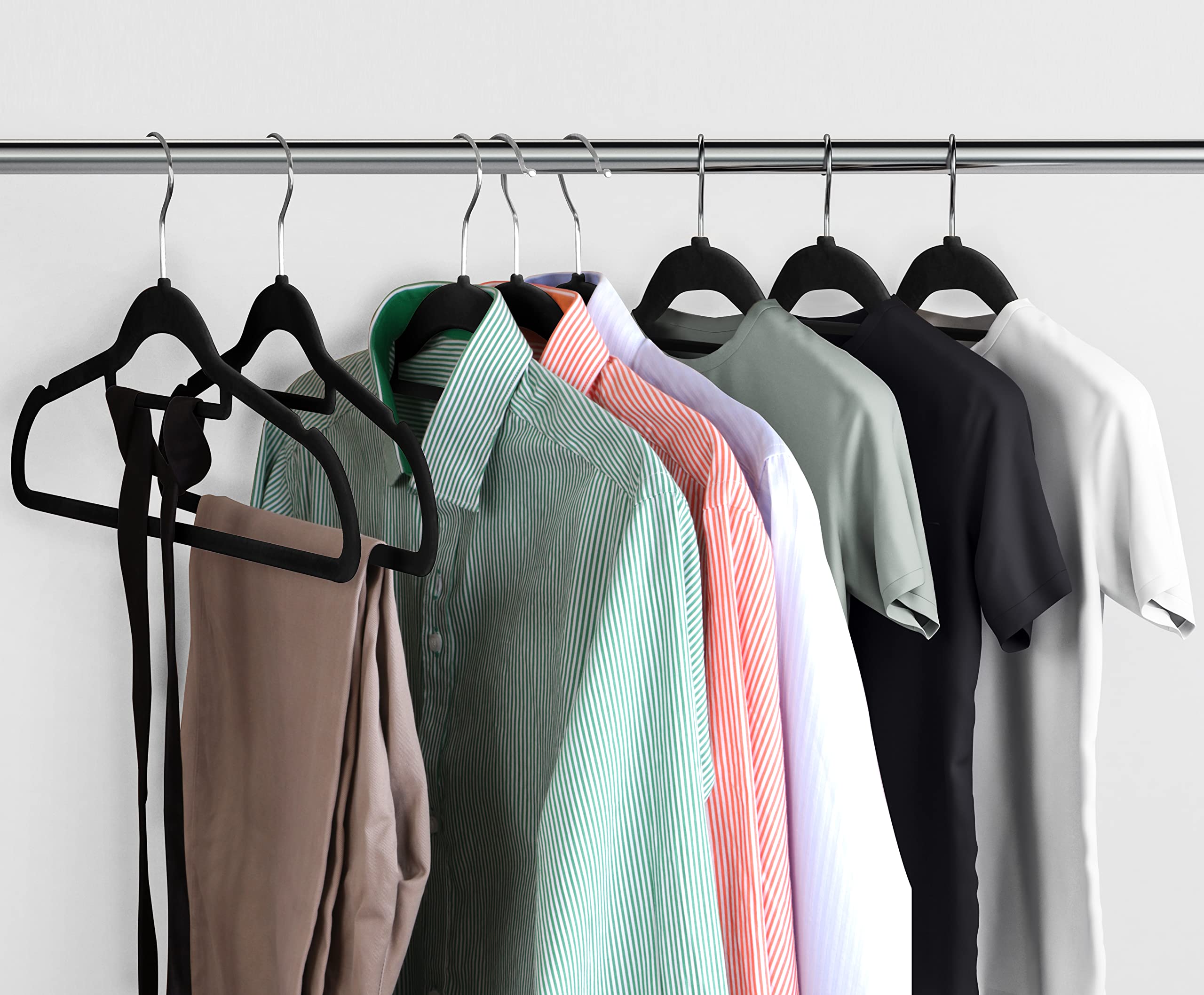 Utopia Home Premium Velvet Hangers 30 Pack - Non-Slip Clothes Hangers with Tie Bar - 360 Degree Rotatable Hook Heavy Duty Coat Hangers for Closet Organization (Black) - Perfect for Wardrobe, Dry Cleaning & Travel
