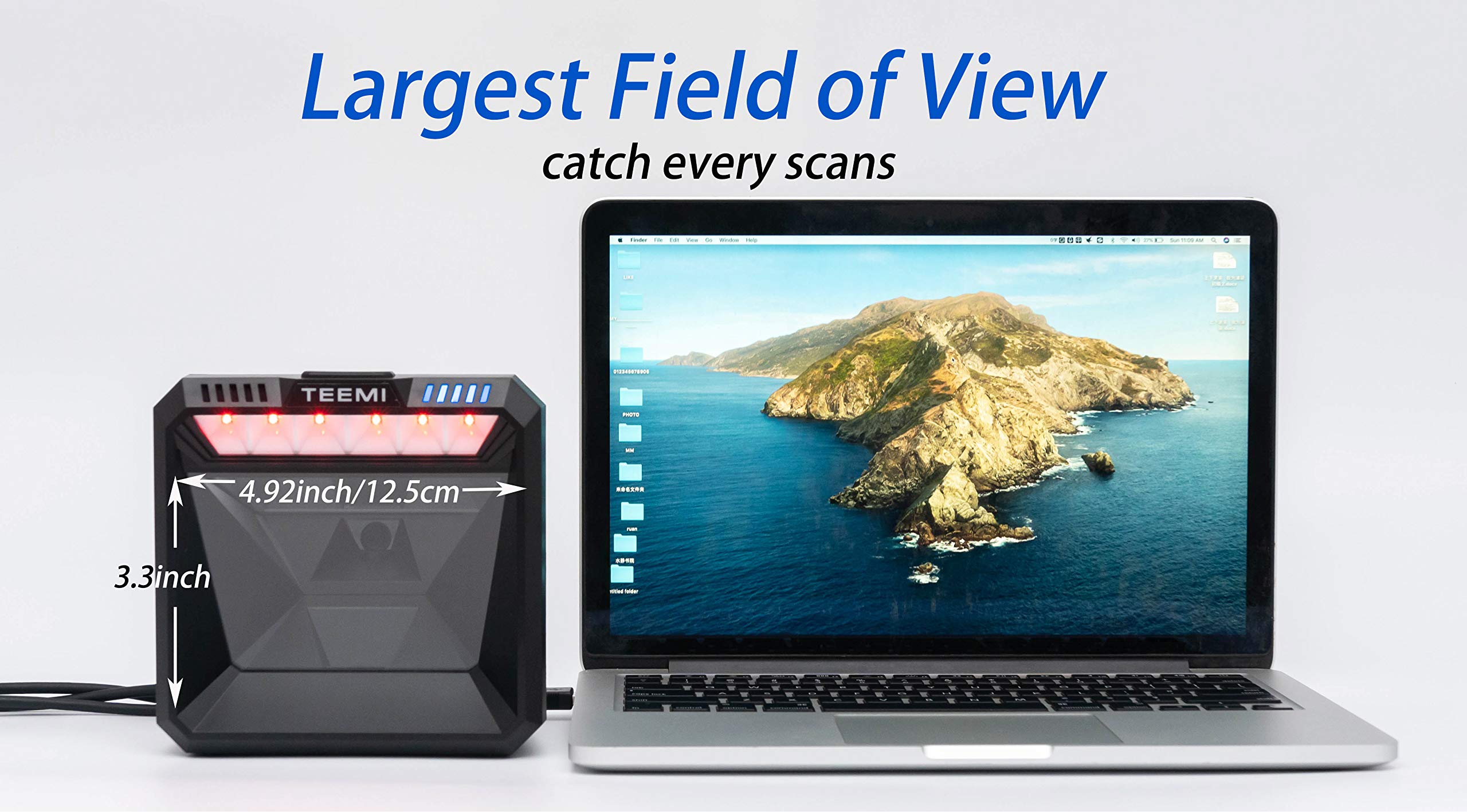 TEEMI 2D QR Barcode Scanner - High Resolution 1MP Global Shutter, USB Wired Virtual COM Port, Omni-Directional Reader for Retail, Pharmacy, Kiosk - Perfect for Inventory Management & Point of Sale Systems