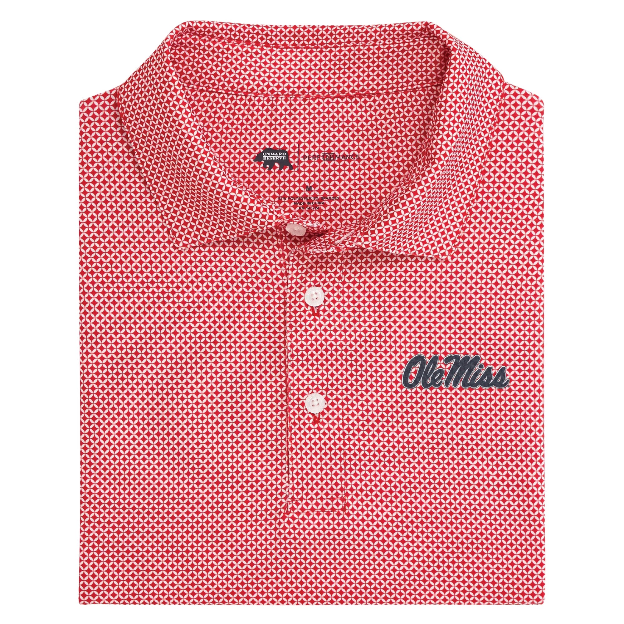 Ole Miss Rebels Printed Performance Polo Shirt for Men - Moisture Wicking, Breathable & Quick-Dry - Perfect for Golf, Tailgating & Game Day Outfits