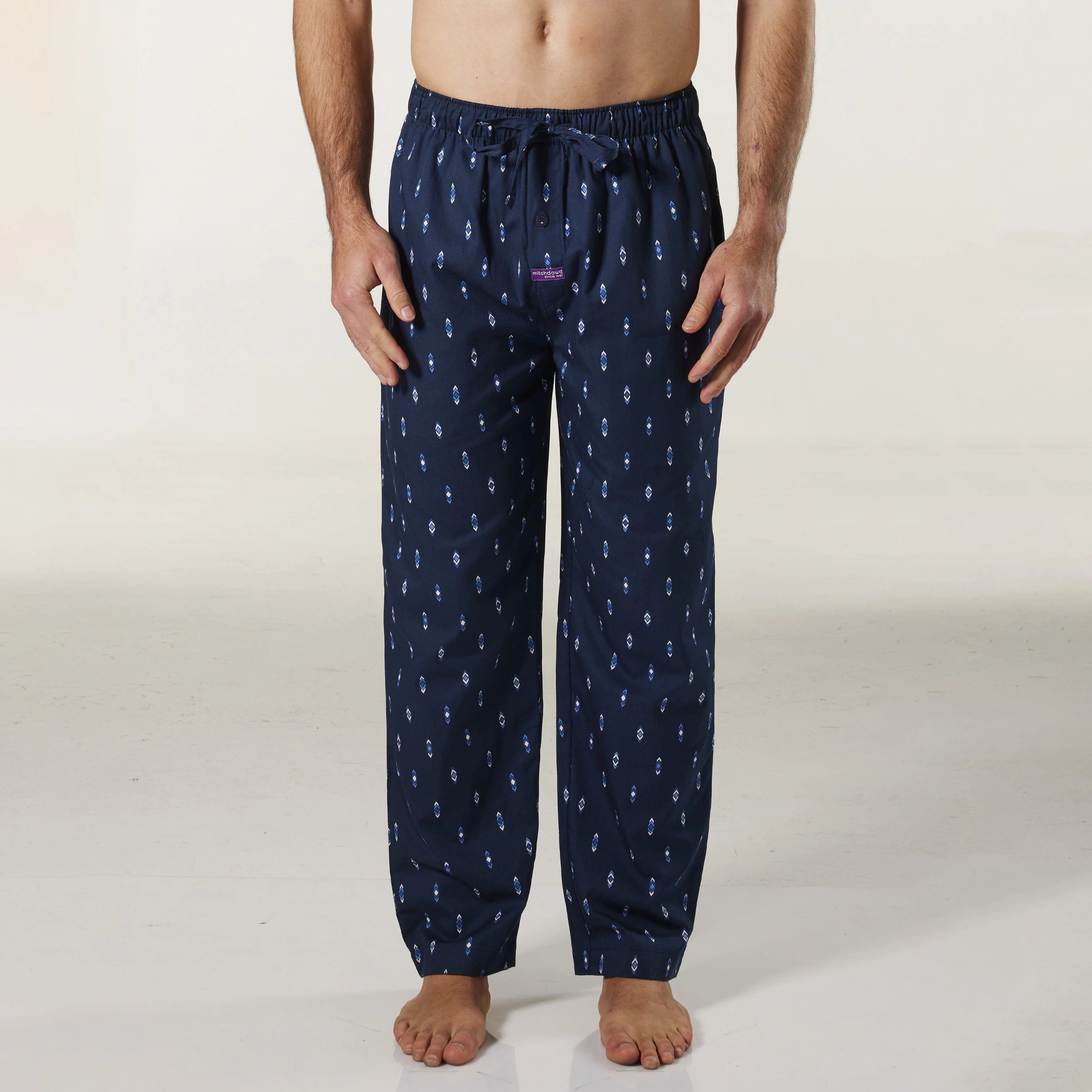 Men's Flint Cotton Sleep Pants - Soft & Breathable Lounge Pajama Bottoms for Men - Navy Blue - Perfect for Relaxing at Home, Lounging & Sleeping