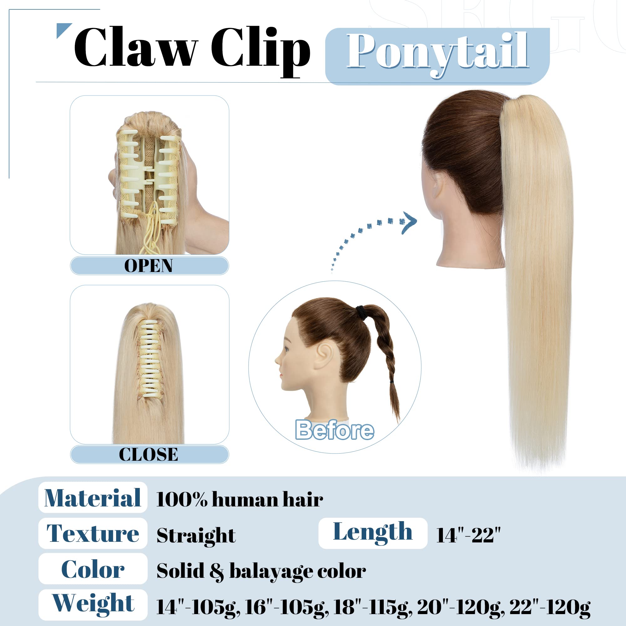 SEGO Claw Clip Ponytail Extension - 18