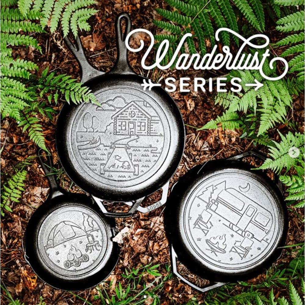 Lodge Cast Iron Wanderlust Series Cabin Combo Cooker - 3.2 Quart Dutch Oven with Lid - Perfect for Camping, Outdoor Cooking & Rustic Kitchen Meals