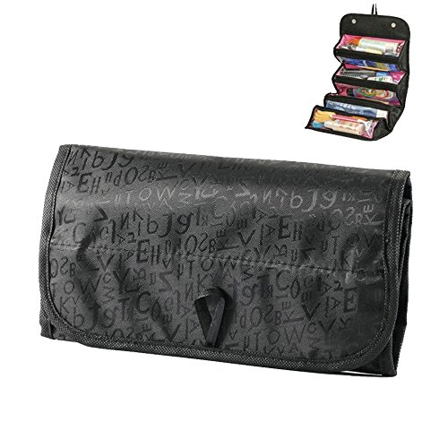 Futaba Foldable Cosmetic Travel Organizer - Black | Portable Makeup Bag for Women | Perfect for Travel, Gym & Daily Use