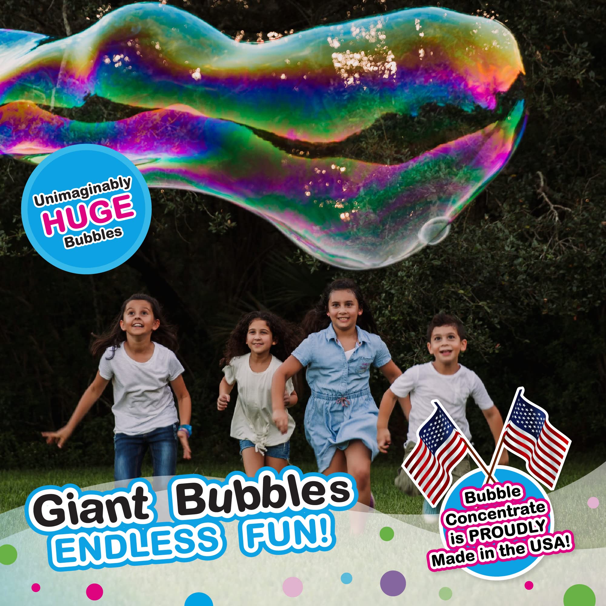 WOWMAZING Big Bubble Concentrate Solution - Make Giant Bubbles for Kids & Outdoor Play (Makes 132 Gallons) | Just Add Water | USA Made | Perfect for Birthday Parties, Backyard Fun & Summer Activities