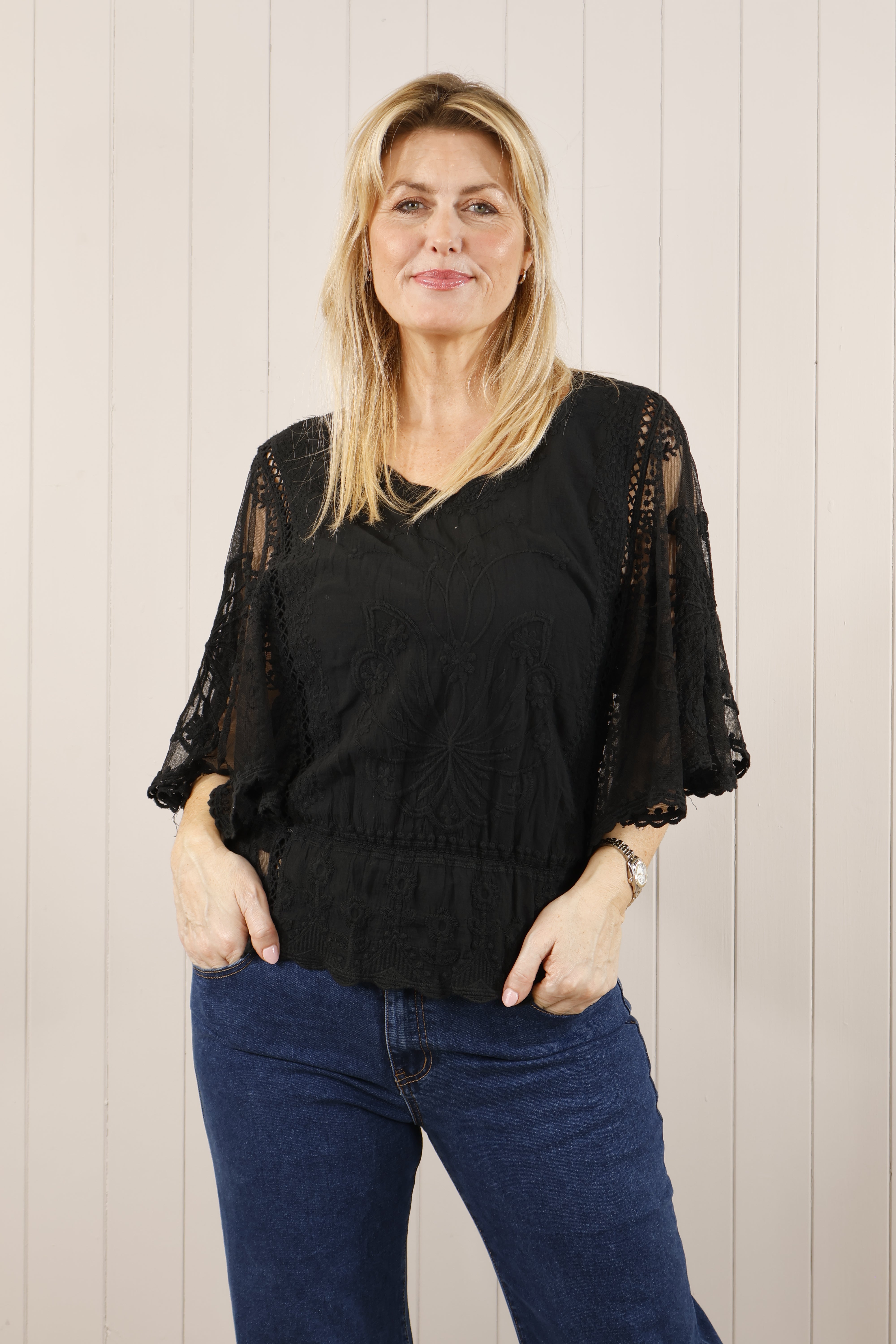 Sasha Sheer Black Top for Women - Sexy See-Through Blouse for Party, Night Out & Date Night