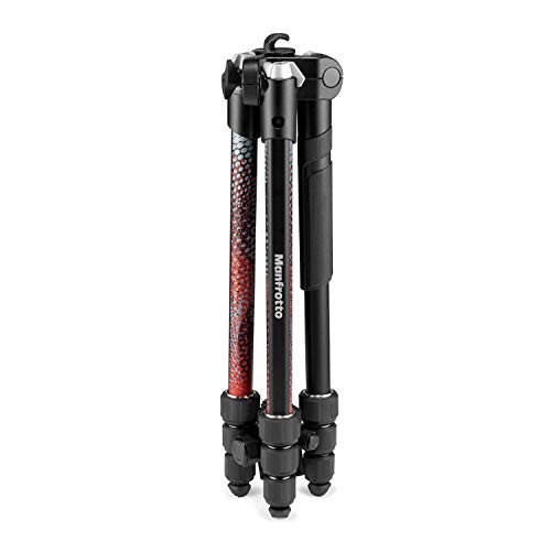 Manfrotto Element MII 4-Section Aluminum Travel Tripod with Ball Head (Red) - Compact & Lightweight for Photography, Vlogging, Hiking & Outdoor Adventures