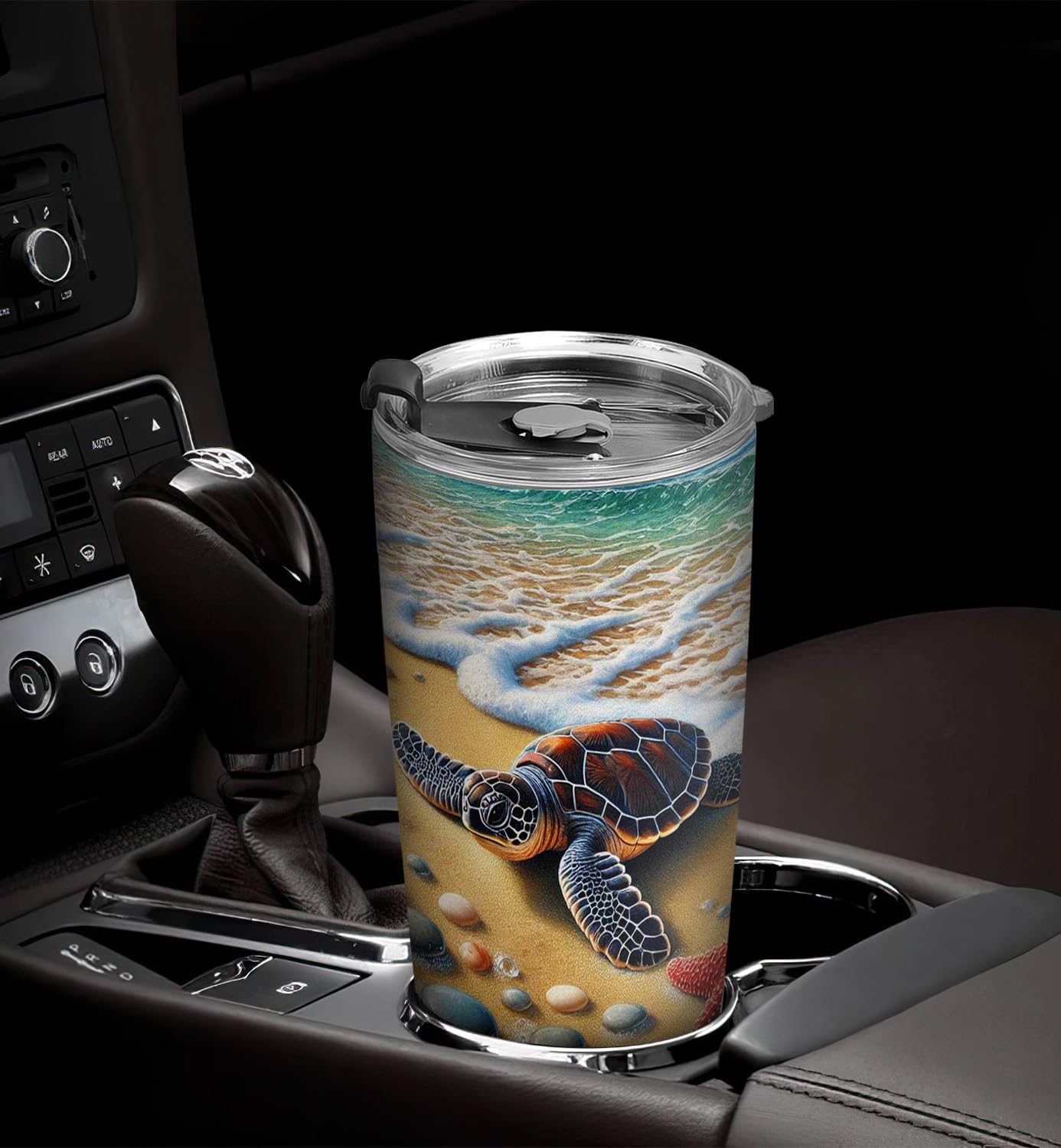 20oz Sea Turtle Tumbler - Stainless Steel Vacuum Insulated Travel Coffee Mug with Lid - Perfect Gift for Turtle Lovers, Beach & Ocean Enthusiasts - Keeps Drinks Hot/Cold for Hours - Ideal for Office, Travel, Picnics & Outdoor Adventures