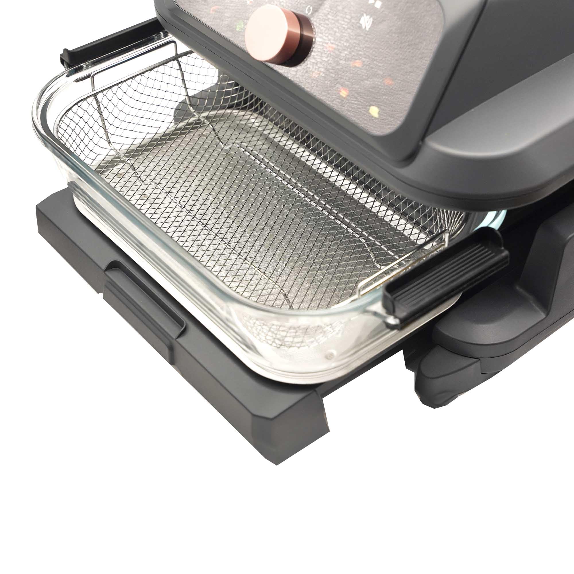 6 Quart Glass Air Fryer with Pull-Out Drawer & Lid - PFOA & PFAS-Free, 12 Preset Functions, Dishwasher Safe - Perfect for Baking, Roasting & Crispy Frying - Ideal for Family Meals, Healthy Cooking & Quick Weeknight Dinners
