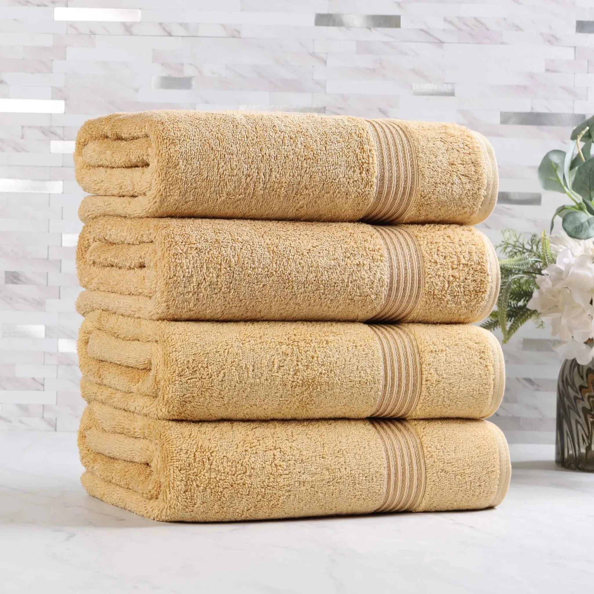 Premium Egyptian Cotton Bath Towels Set of 4 - Ultra Soft & Highly Absorbent Luxury Towels for Spa, Hotel & Home Use