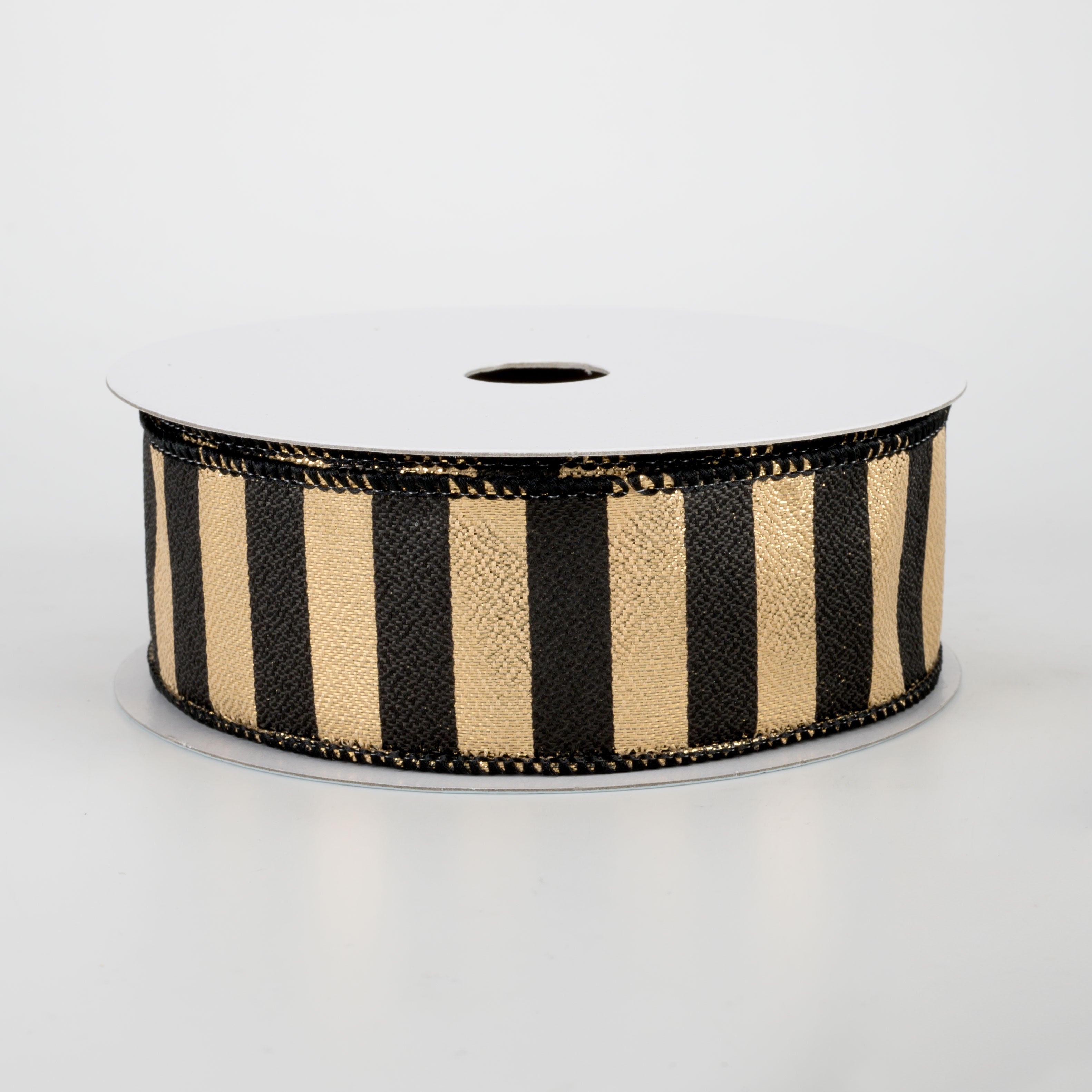 1.5 Inch Medium Stripe Ribbon - Metallic Gold & Black (10 Yards) for Gift Wrapping, Crafts, and DIY Decorations