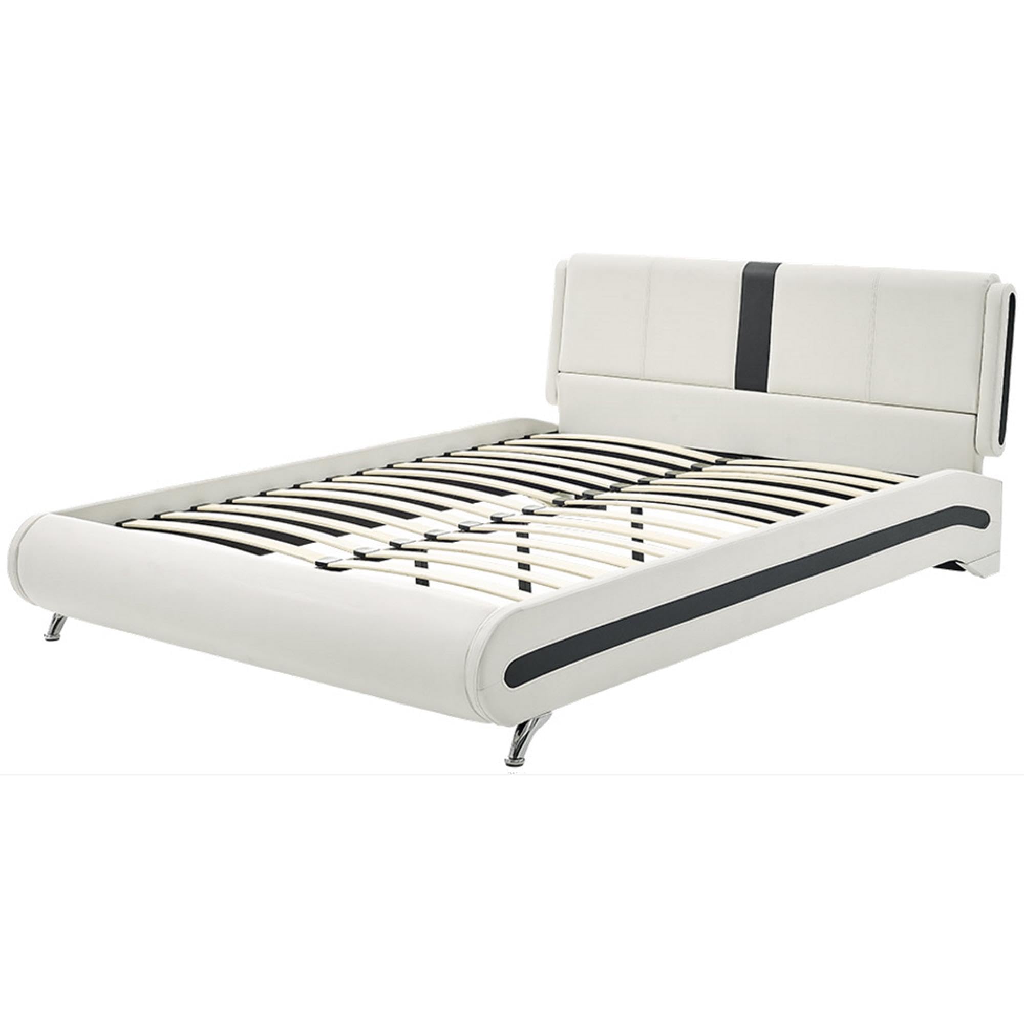 Carlton White Queen Size Platform Bed Frame with 2 Nightstands - Modern Bedroom Furniture Set for Master Bedroom or Guest Room