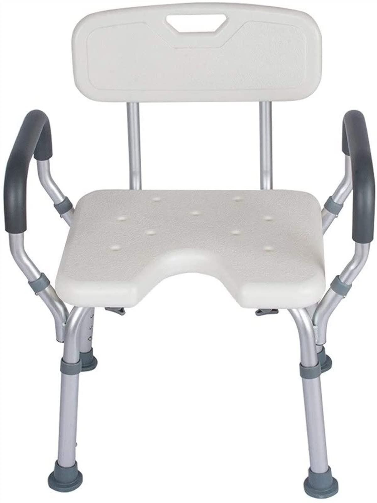 Muuunann Adjustable Shower Chair with Arms & Back - Removable Bath Stool for Elderly, Seniors & Disabled - Tool-Free Assembly Spa Bathtub Seat Bench - Perfect for Bathroom Safety & Relaxation (White)