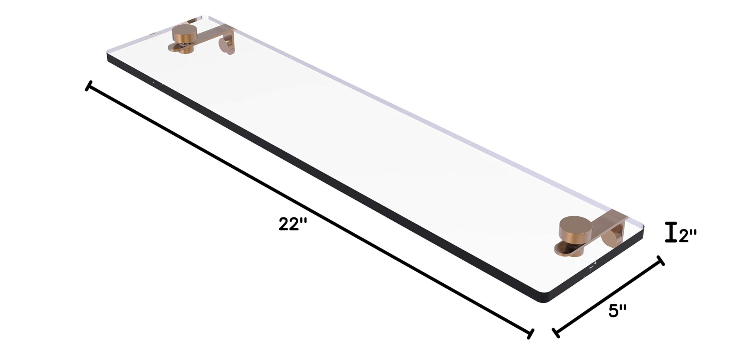 Allied Brass NS-1/22 22 Inch Bathroom Vanity Glass Shelf with Beveled Edges - Brushed Bronze Finish for Modern Home Decor | Perfect for Organizing Toiletries, Cosmetics & Bath Essentials