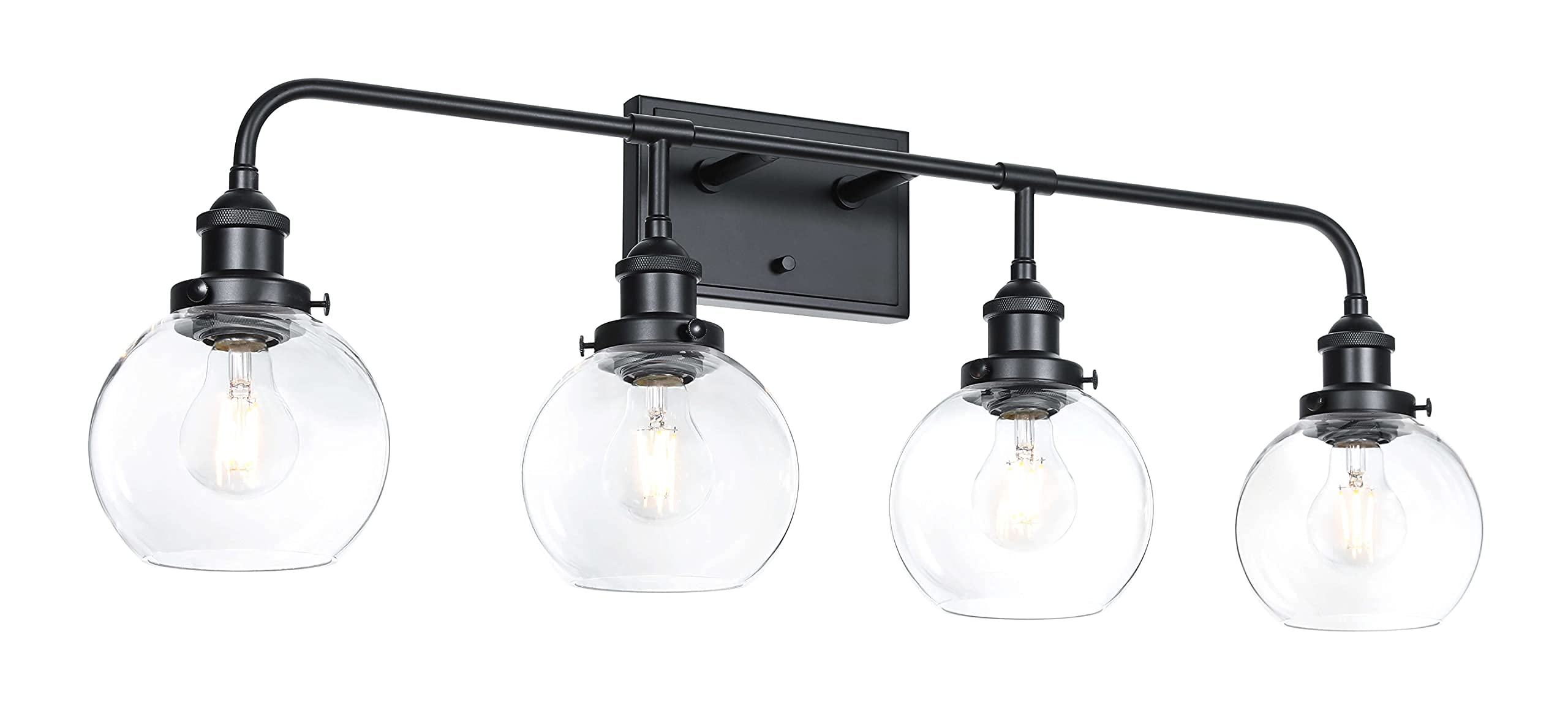 Modern 4-Light Black Globe Vanity Wall Light for Bathroom & Kitchen - XiNBEi Lighting XB-W1275-4-MB | Elegant Bathroom Mirror Lighting & Kitchen Wall Sconce for Home Decor